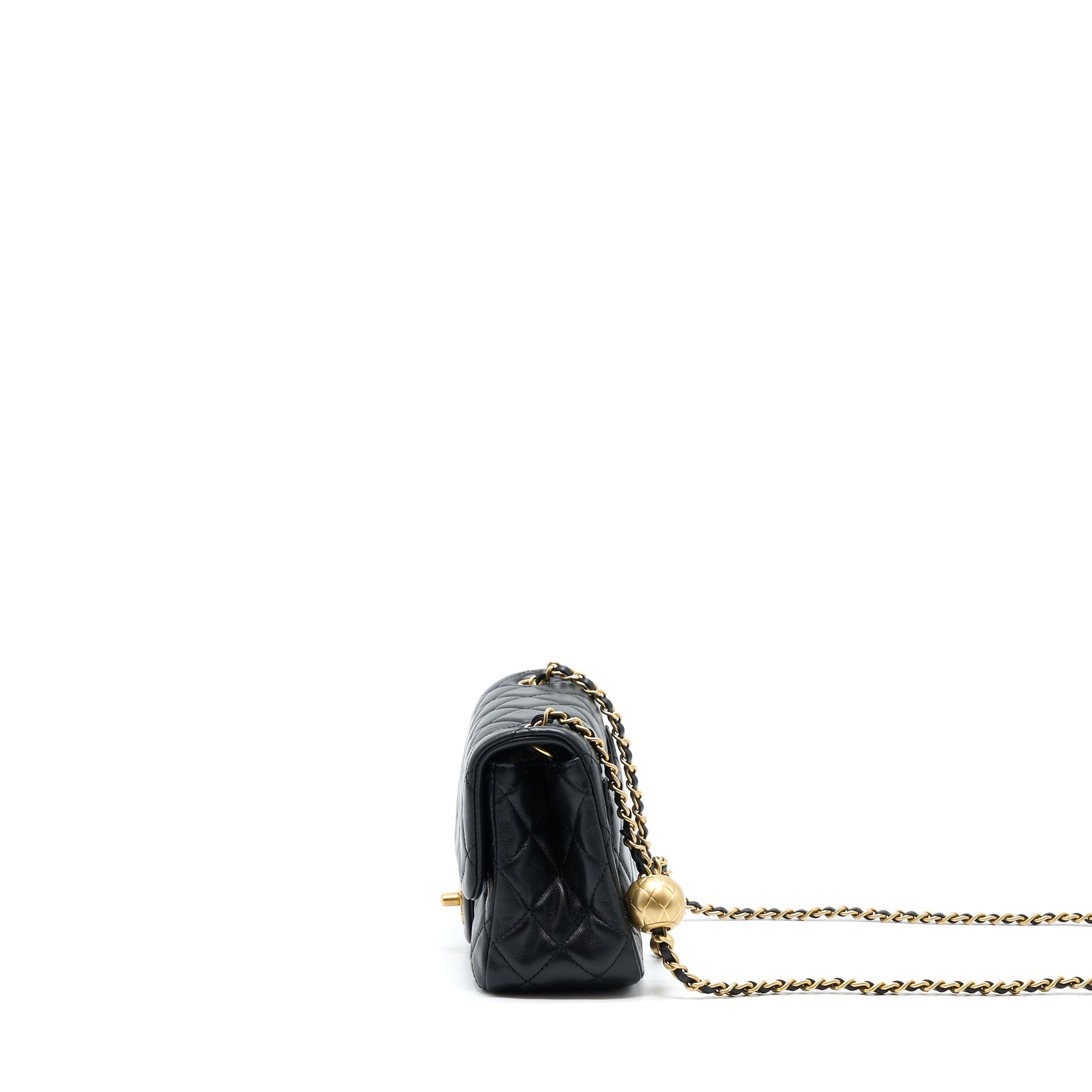 Chanel Pearl Crush Square Lambskin Brushed GHW Black Mini Bag Ghw Microchip