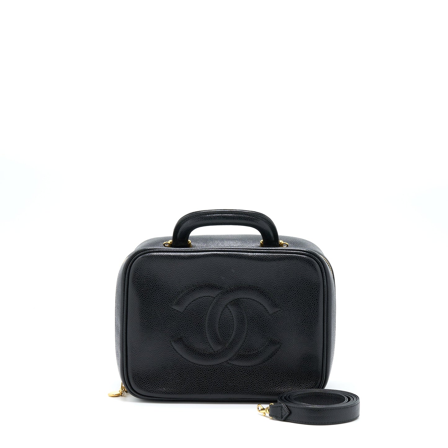 Chanel CC Logo Vanity Caviar GHW Black Handbag