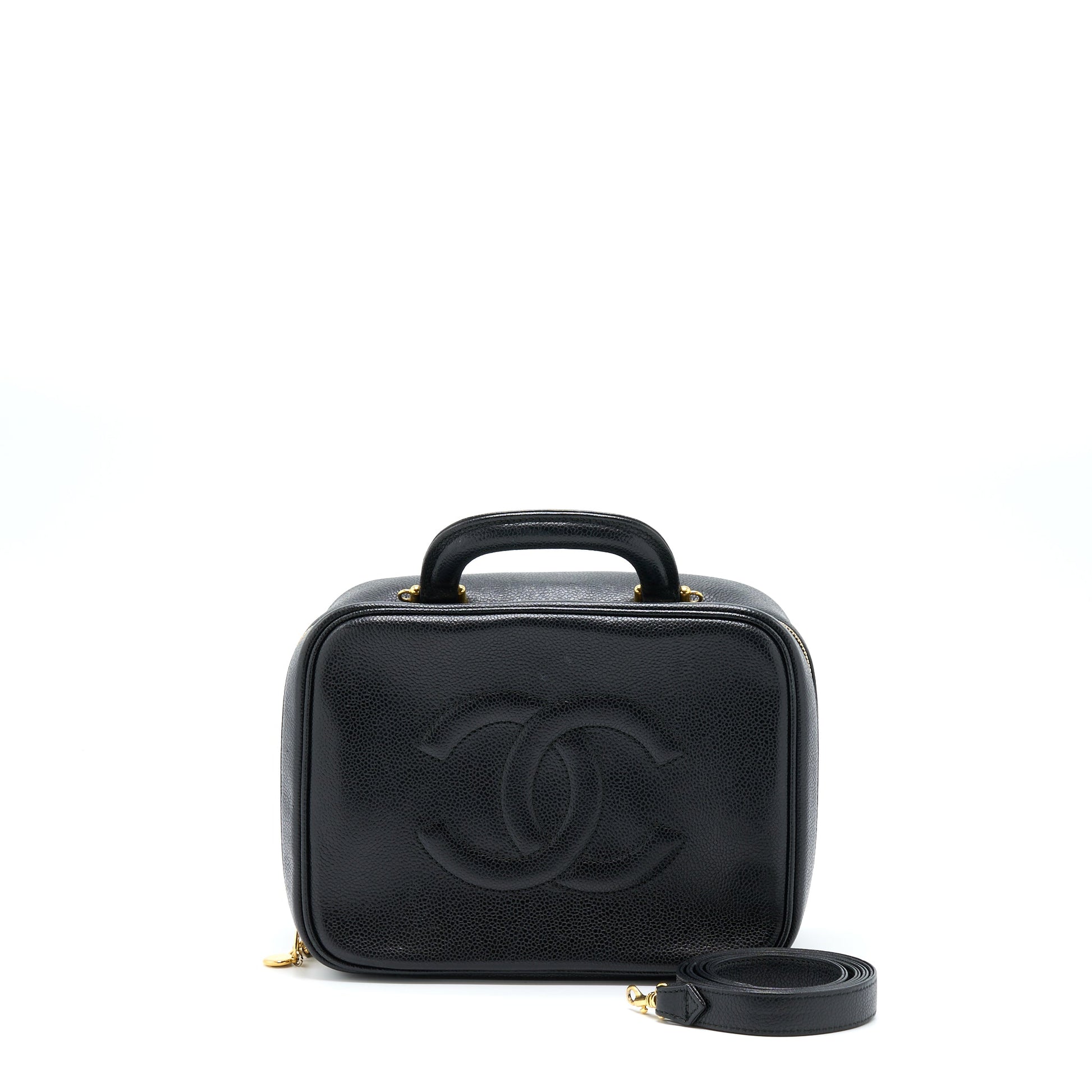 Chanel CC Logo Vanity Caviar GHW Black Handbag