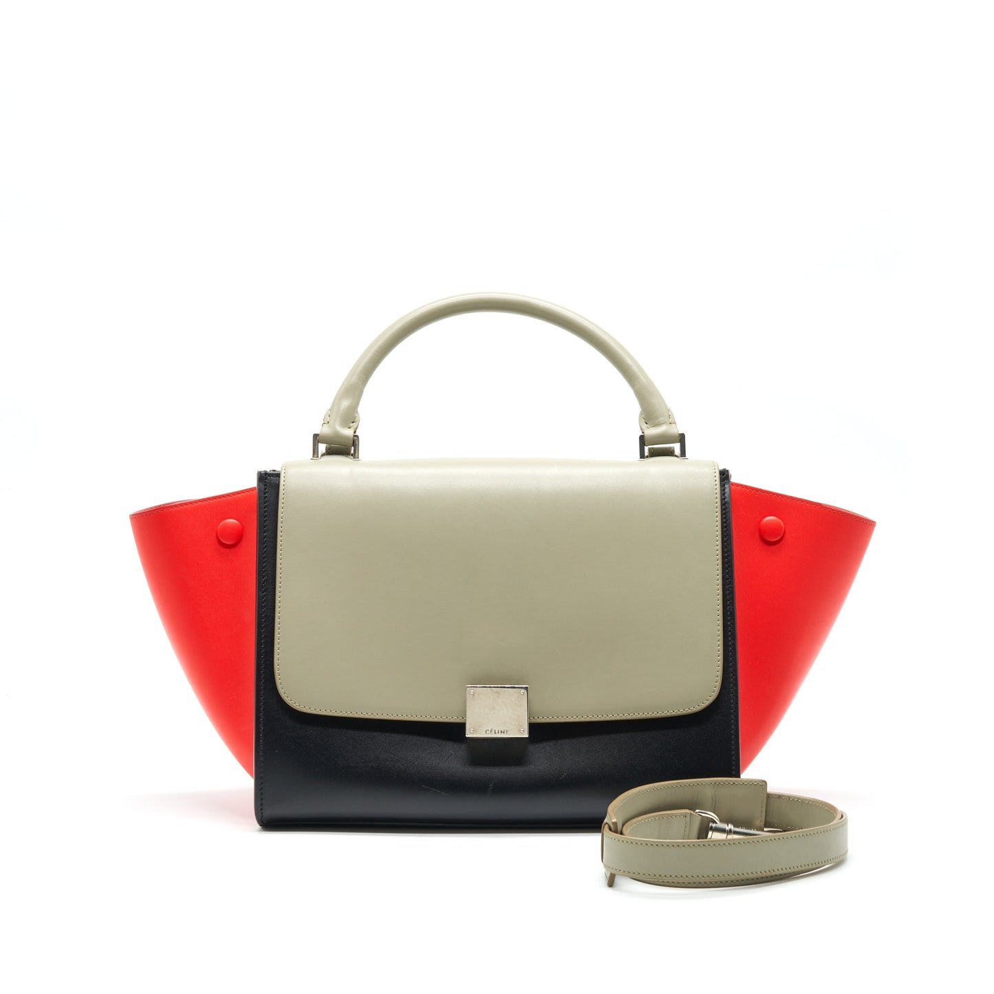 Celine Trapeze Purse Multi Color Grey Orange Handbag Black Small Travel Bag