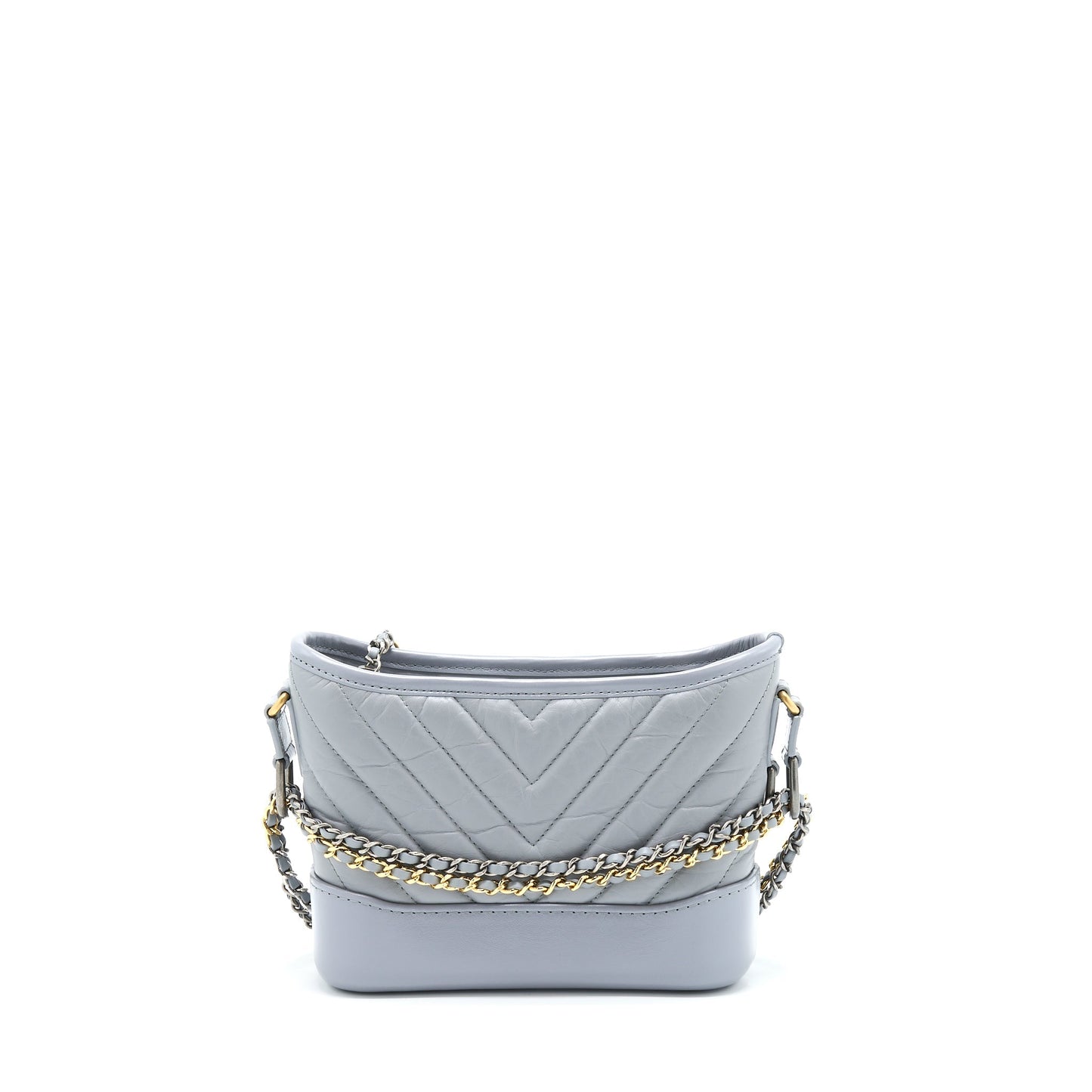Chanel Chevron Gabrielle Hobo Aged Calfskin Hardware Multicolour Grey Small Shoulder Bag