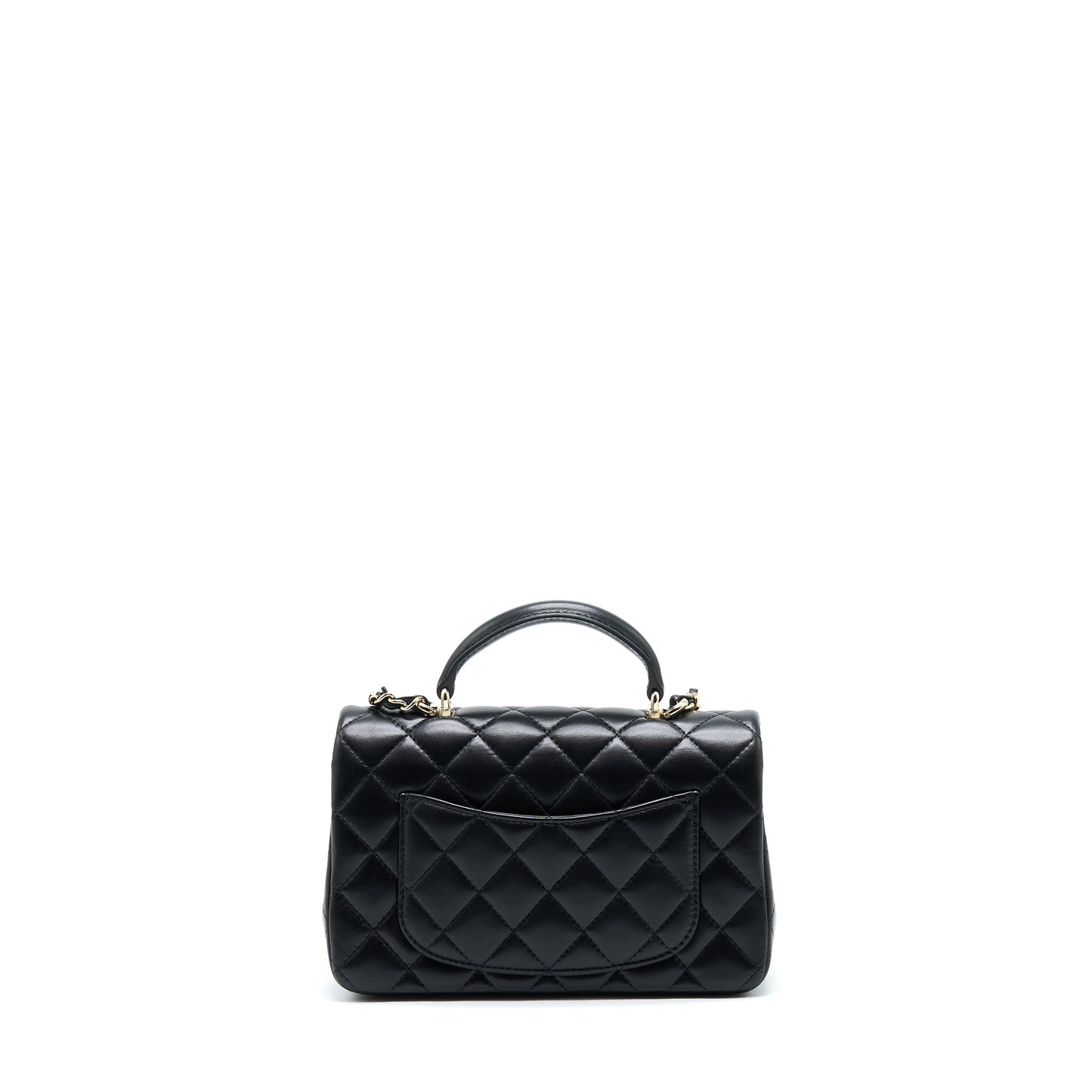 Chanel 22A Top Handle Rectangular Flap Lambskin Black Shoulder Bag Microchip 1