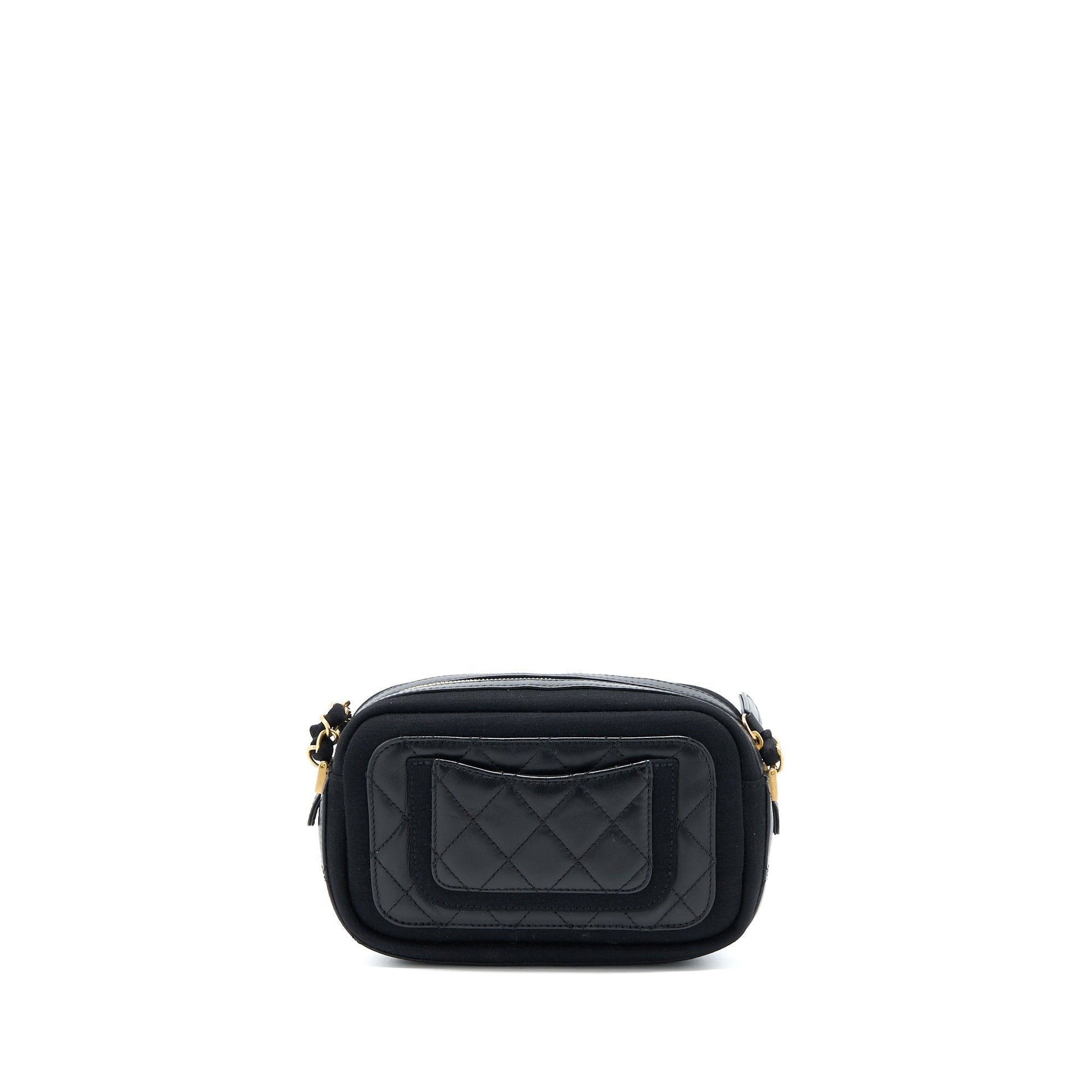Chanel Camera GHW Black Canvas Leather Crossbody Bag