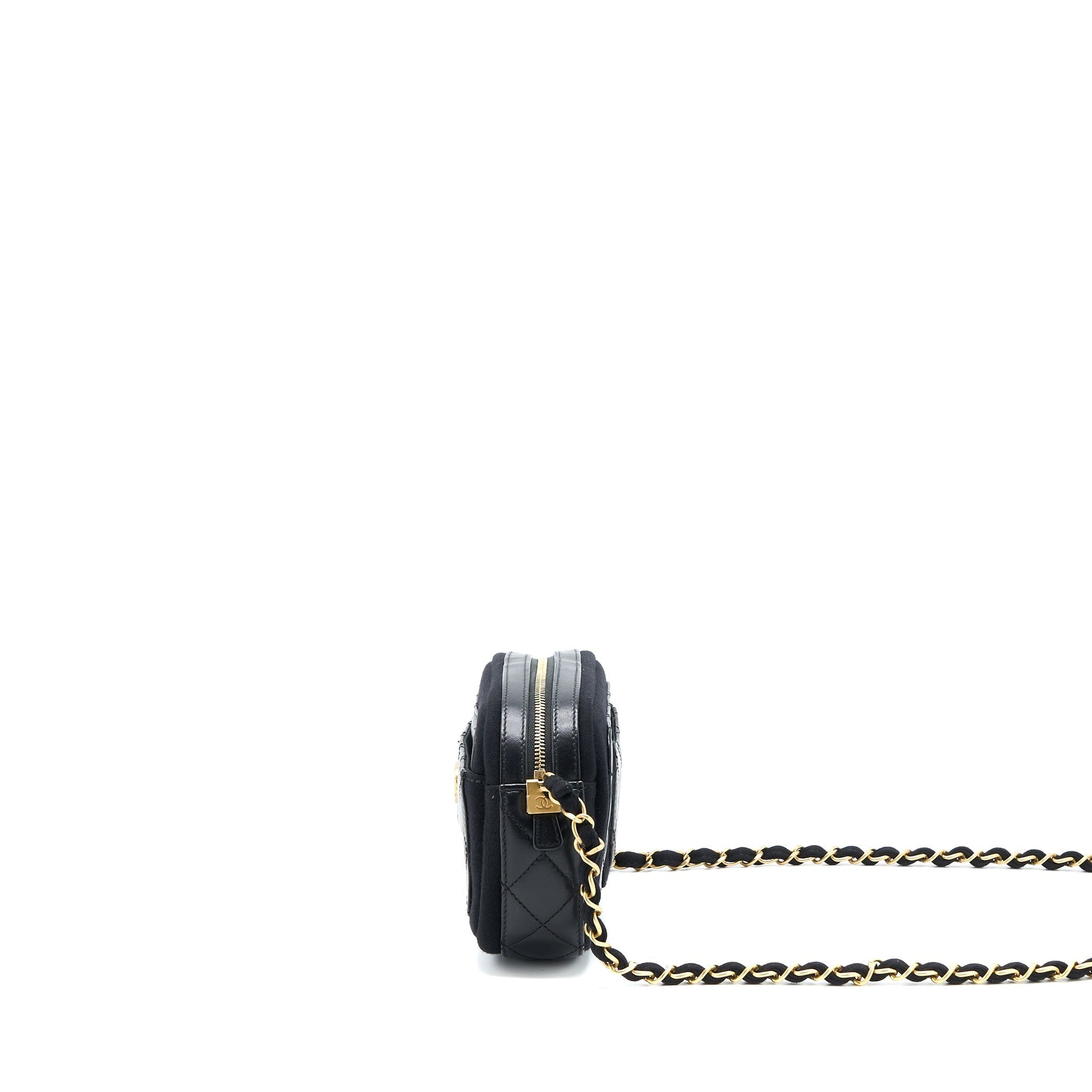 Chanel Camera GHW Black Canvas Leather Crossbody Bag