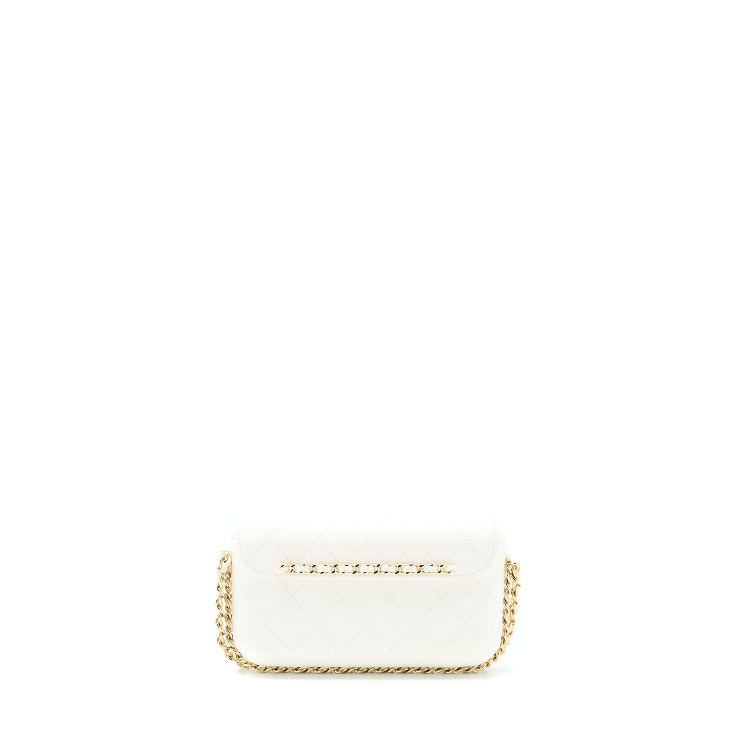 Chanel Rectangular Flap Phone Quilted Lambskin LGHW White Mini Bag