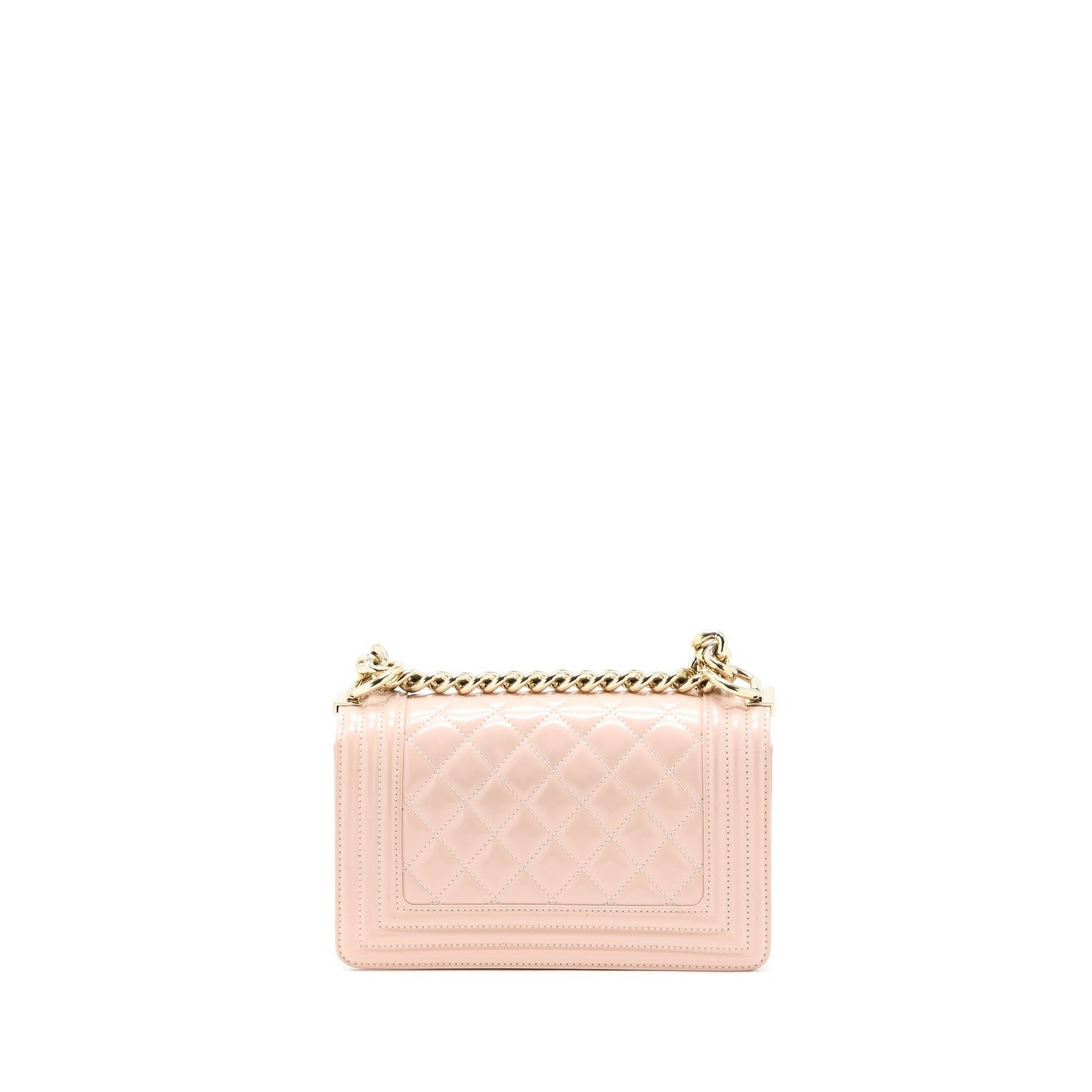Chanel Boy Patent Light LGHW Pink Small Leather Handbag