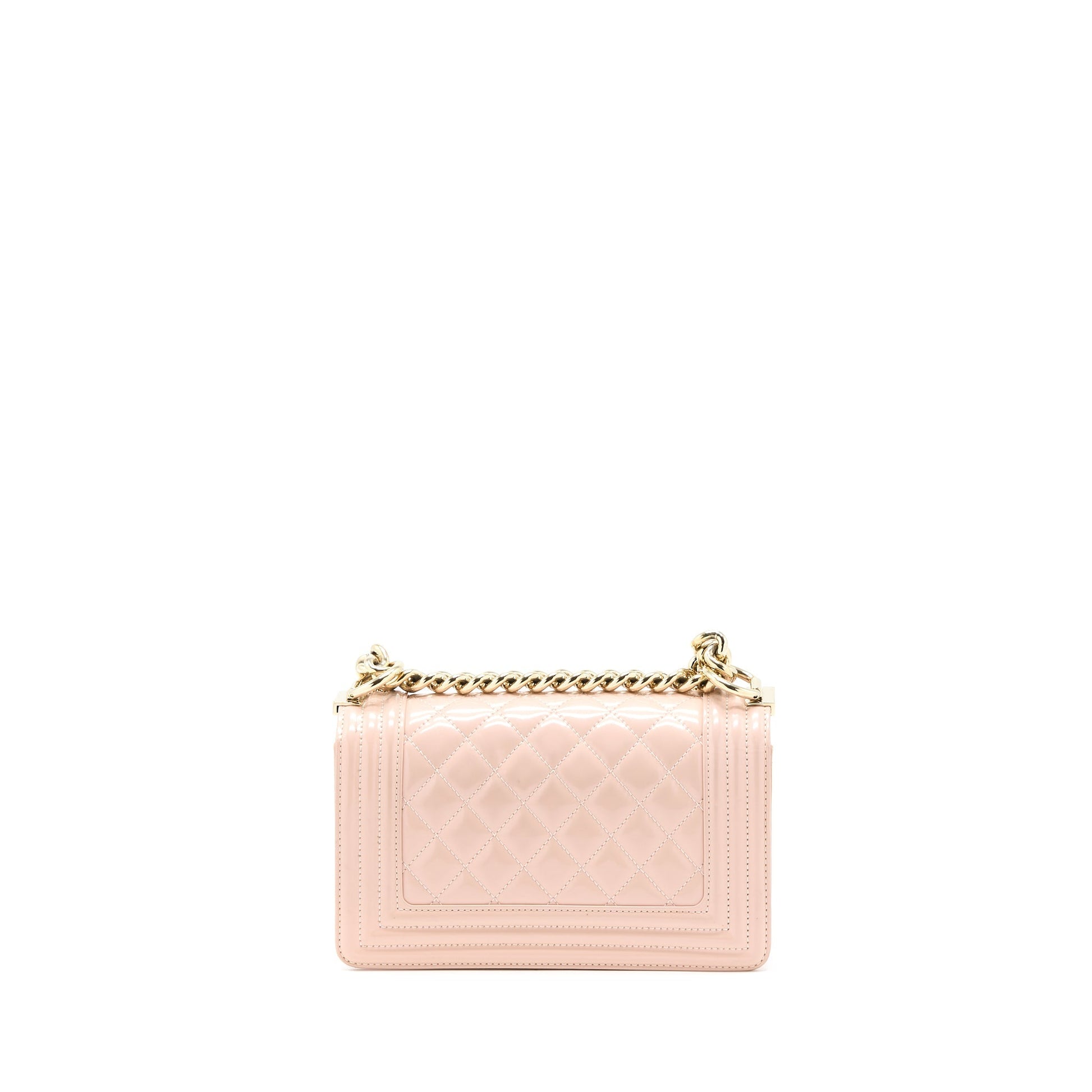 Chanel Boy Patent Light LGHW Pink Small Leather Handbag
