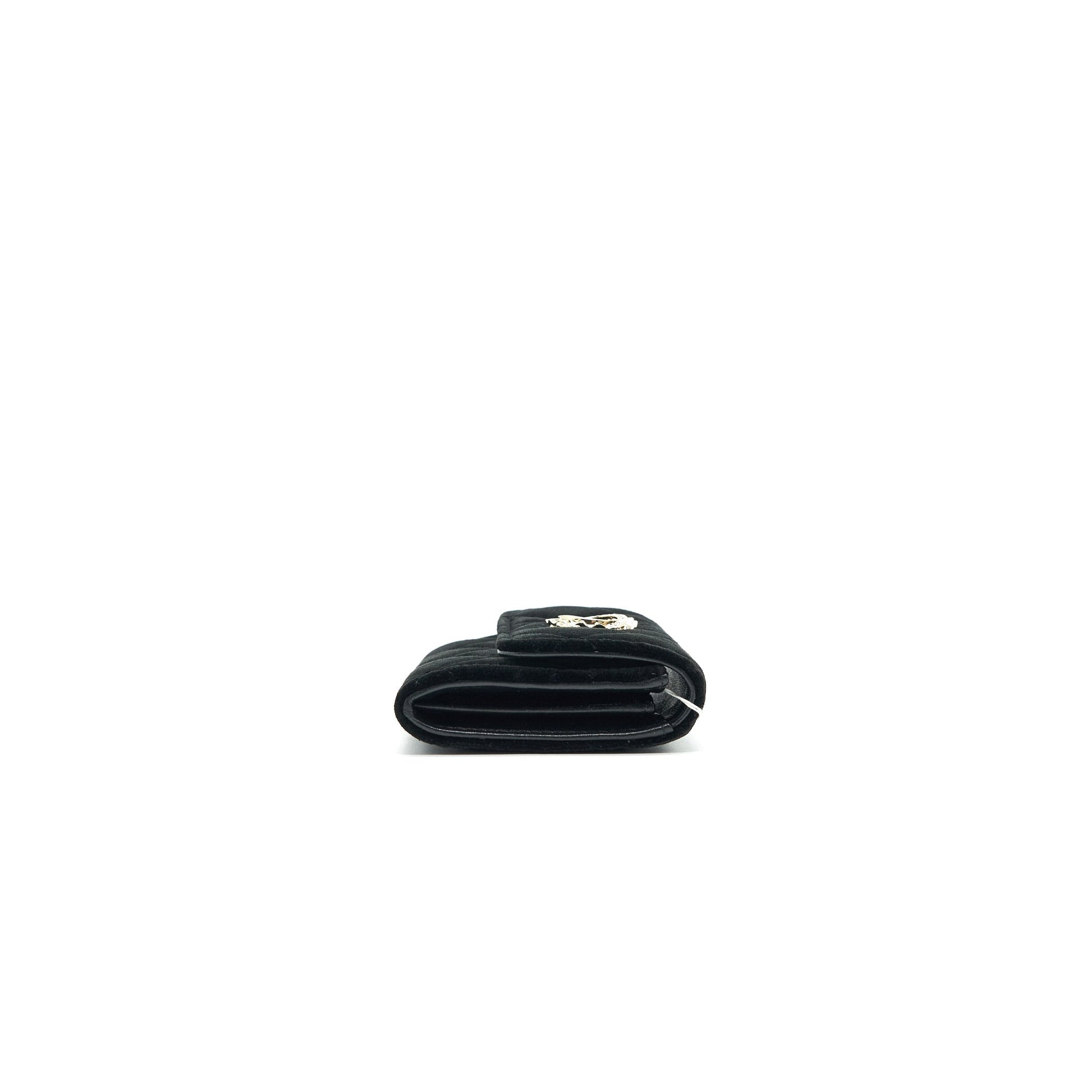 Chanel 21A velvet CC Crystal Logo Card Holder