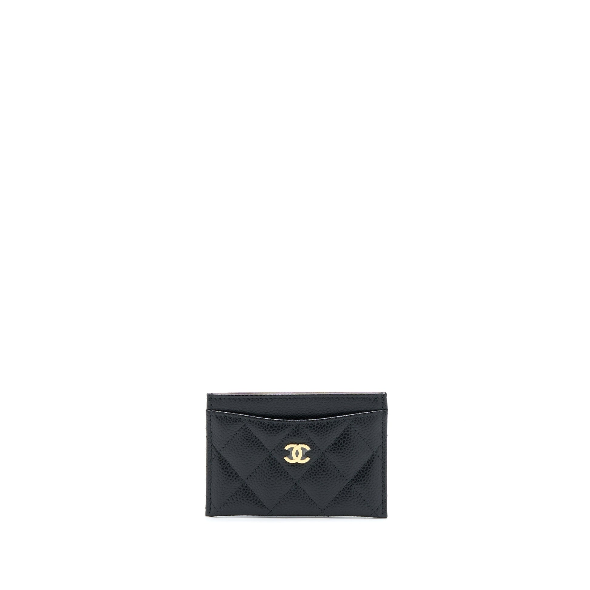 Chanel Class Quilted Card Holder Caviar GHW Black Wallet Case
