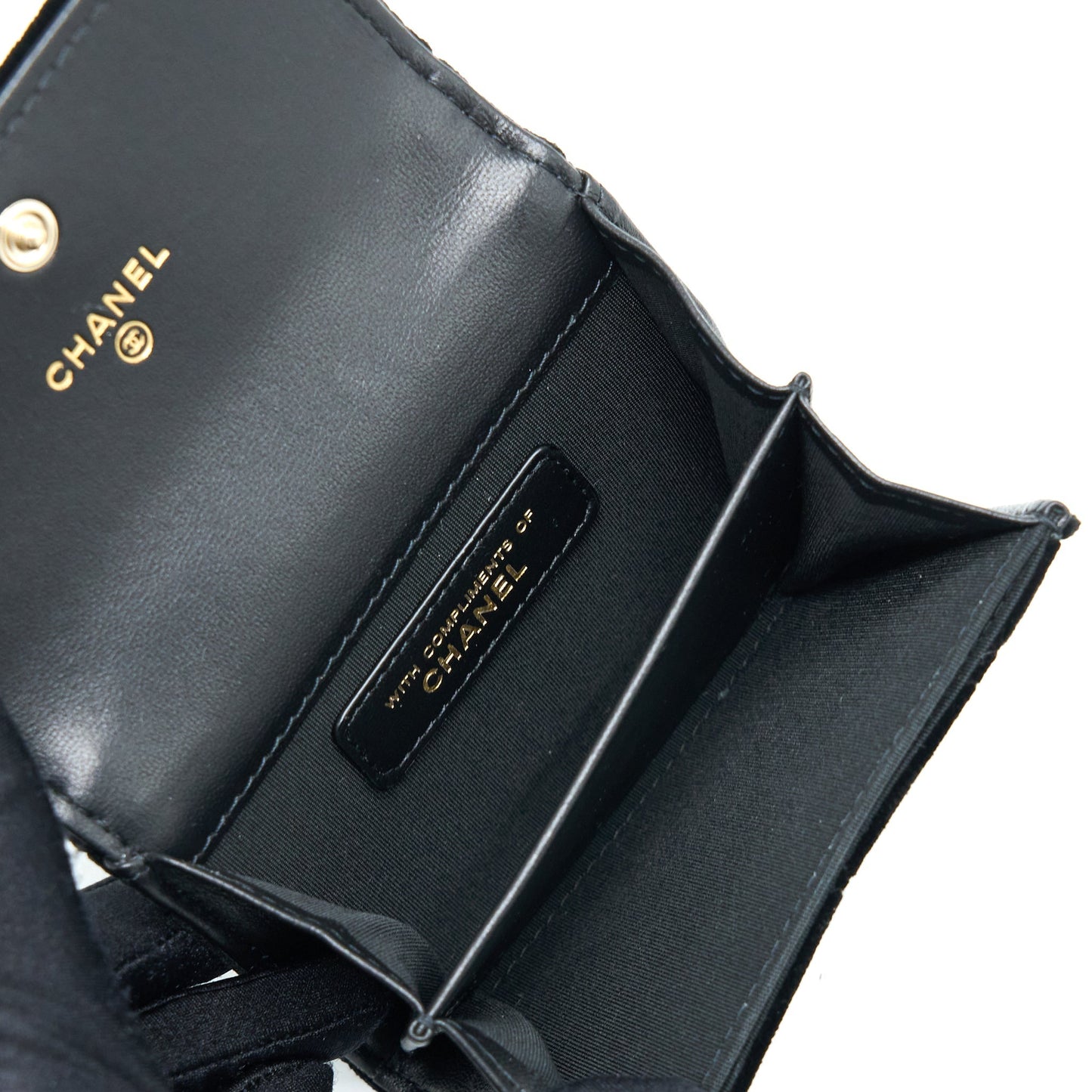 Chanel Flap Card Holder Giant CC Logo Black Wallet Case