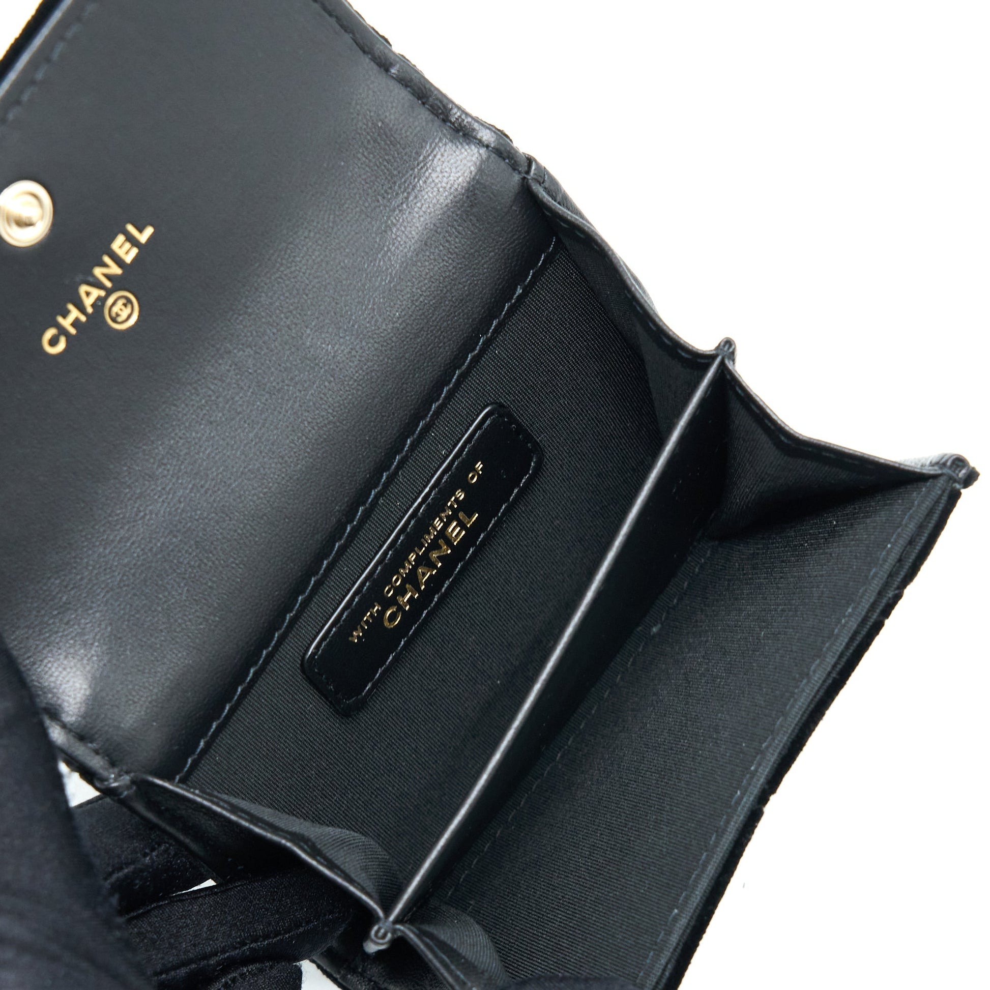 Chanel Flap Card Holder Giant CC Logo Black Wallet Case