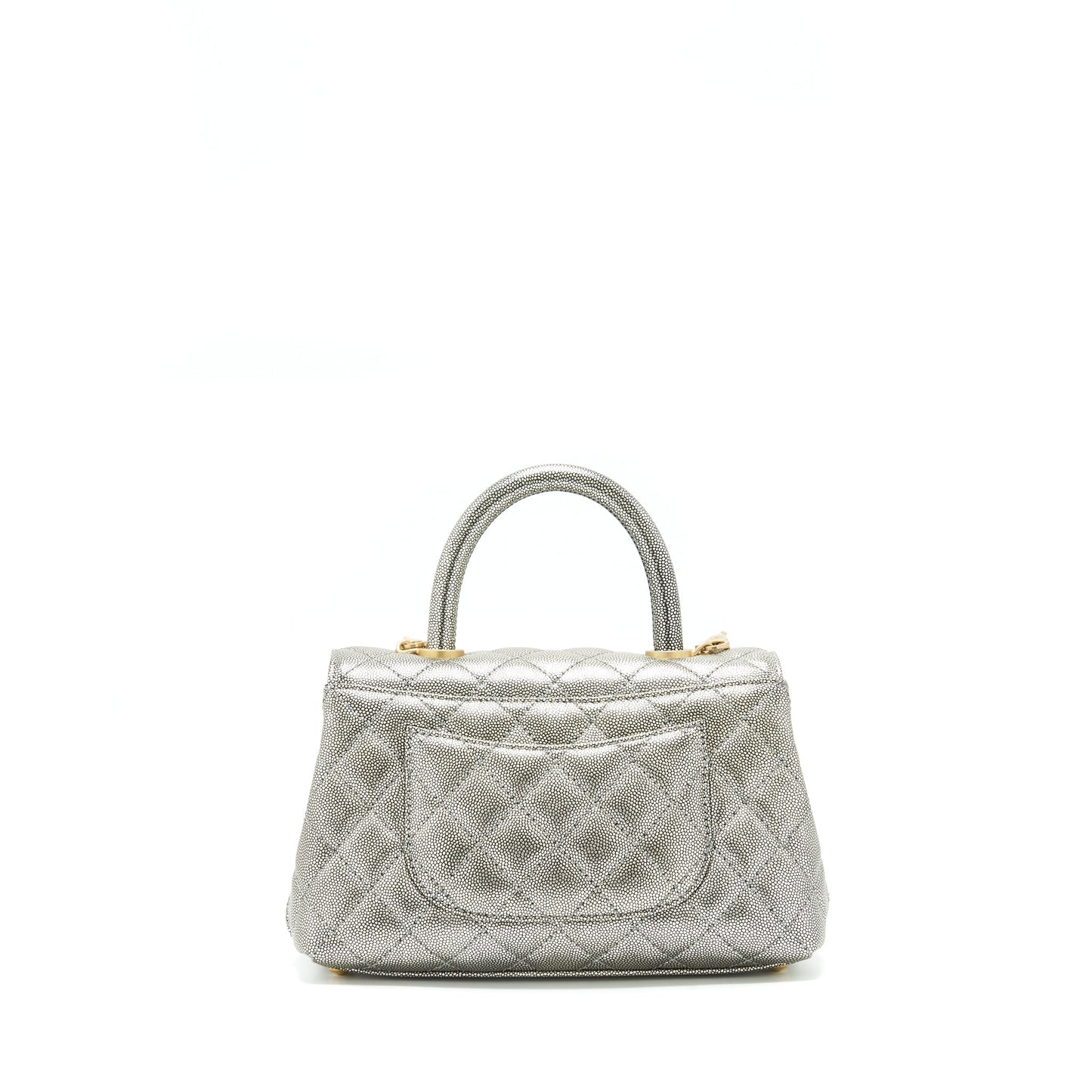 Chanel coco handle 24cm Caviar Silver Small Handbag