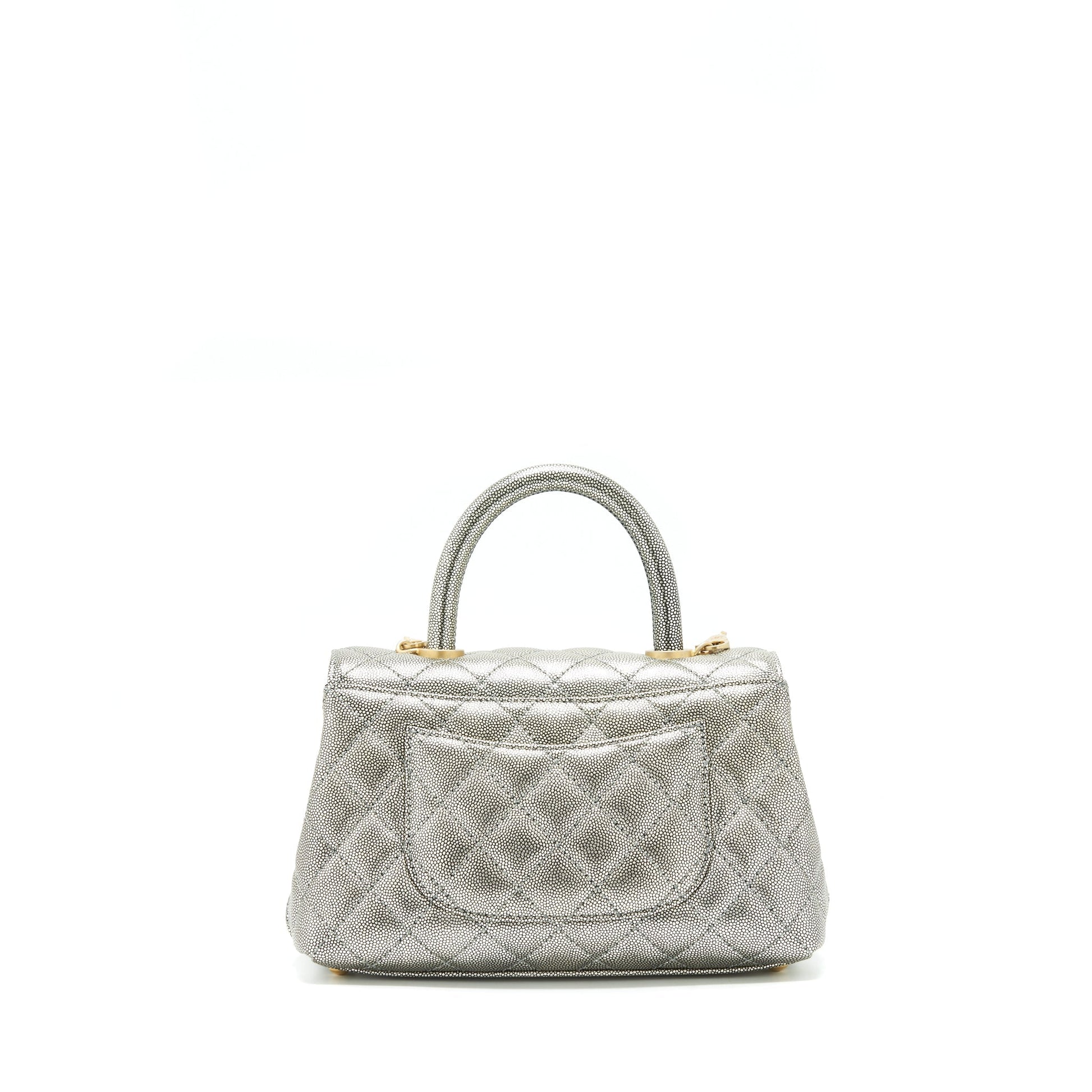 Chanel coco handle 24cm Caviar Silver Small Handbag