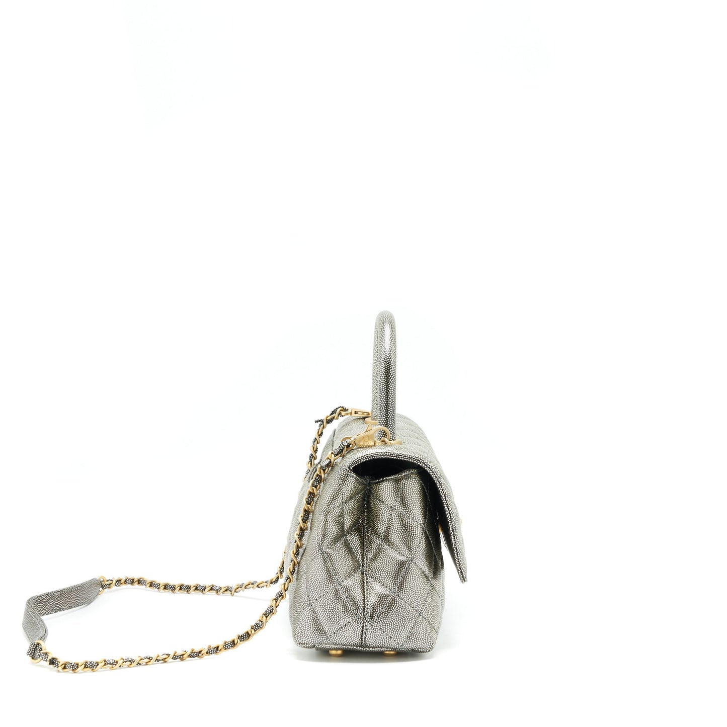 Chanel coco handle 24cm Caviar Silver Small Handbag