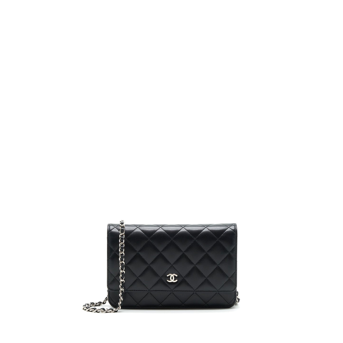 Chanel Classic On Lambskin SHW Black Wallet Case