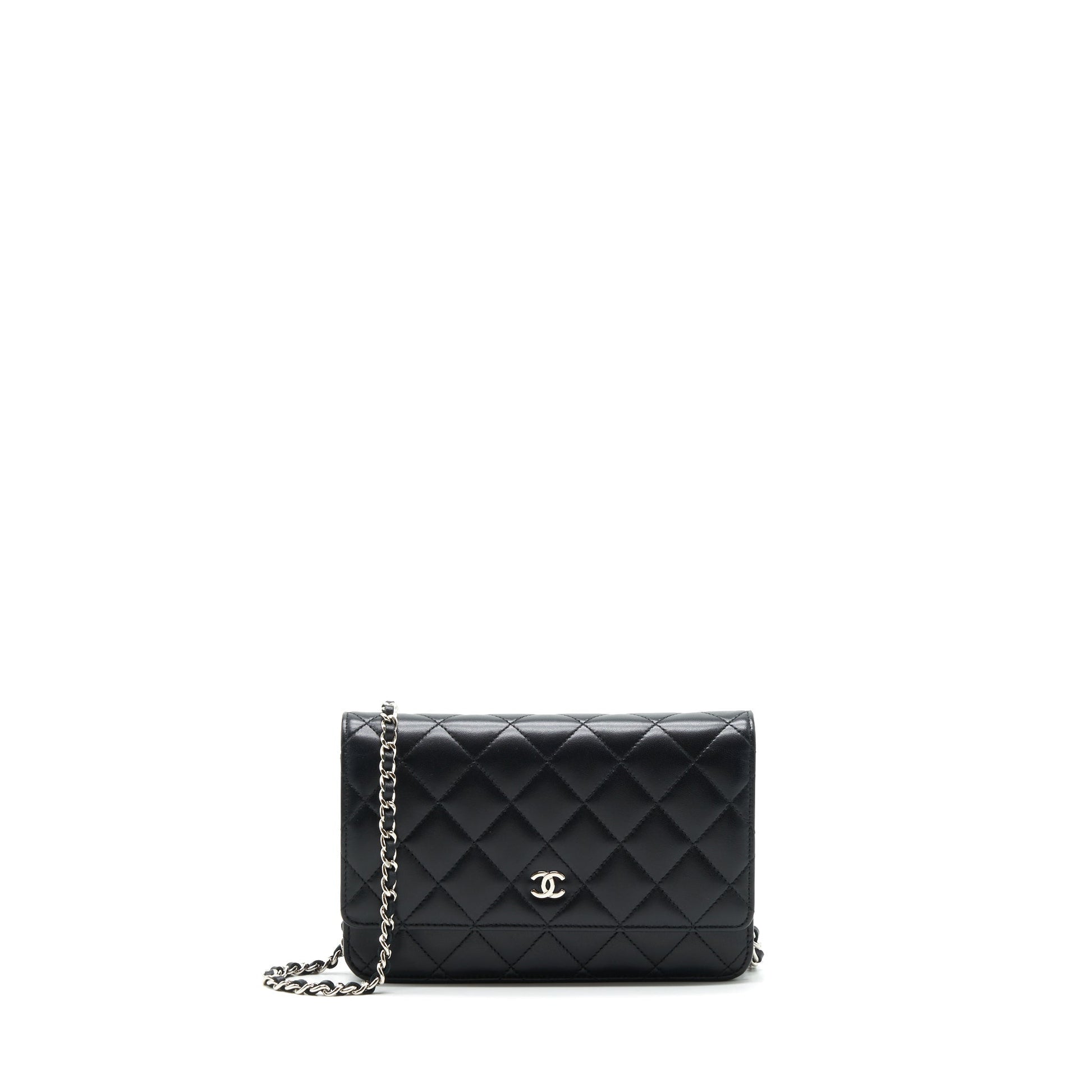 Chanel Classic On Lambskin SHW Black Wallet Case