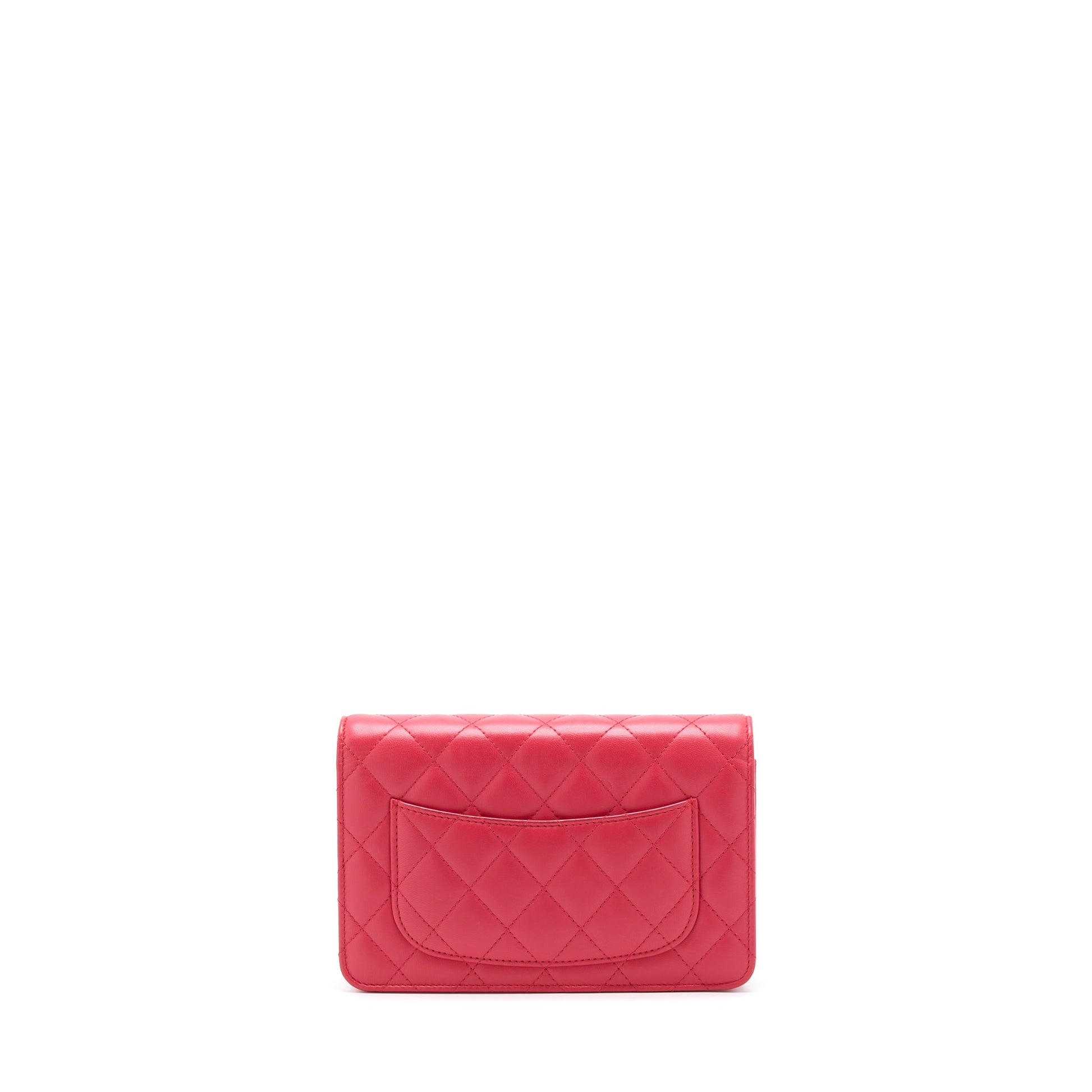 Chanel Classic On Lambskin GHW Red Wallet Case