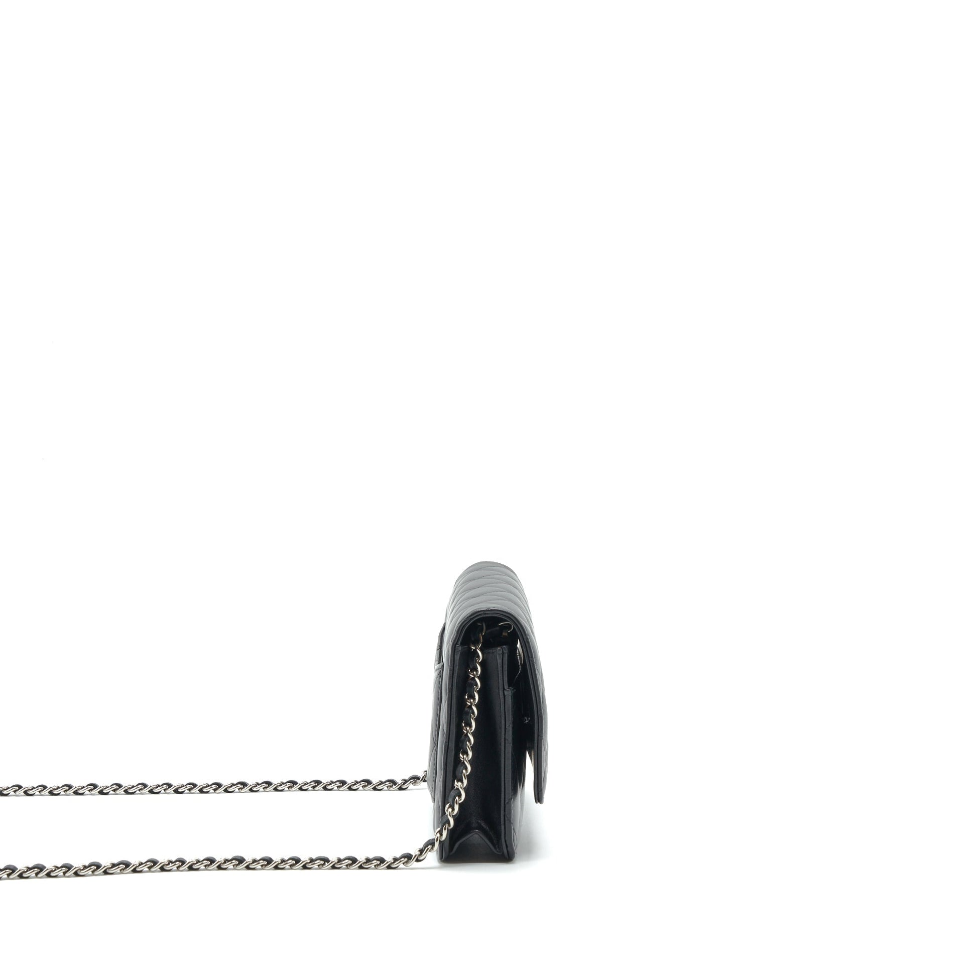 Chanel Classic On Lambskin SHW Black Wallet Case