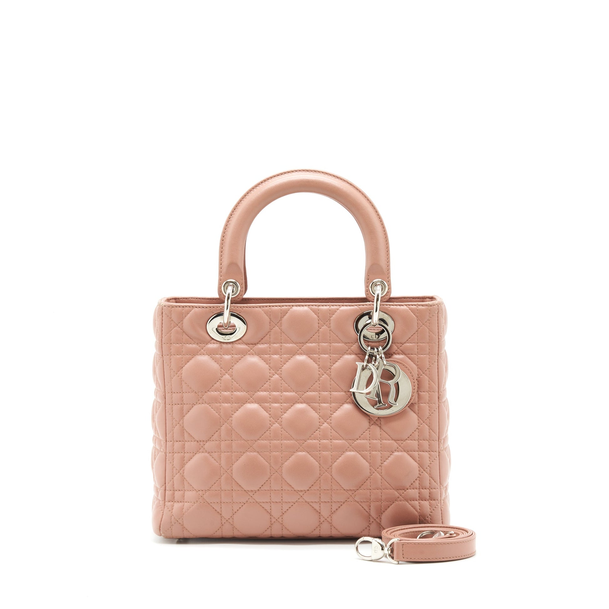 Dior Lady Lambskin Blush Handbag Medium Travel Bag