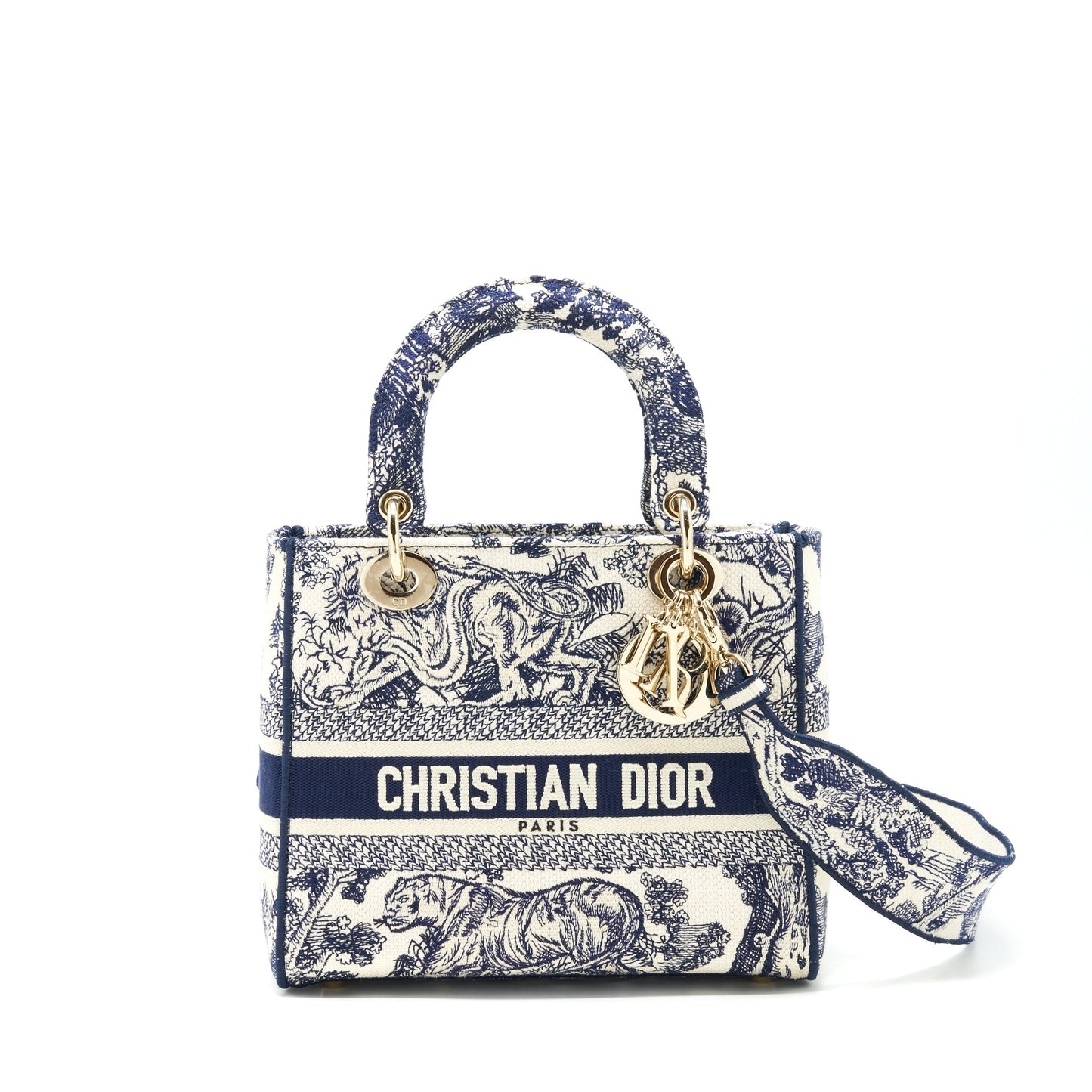 Dior Lady D Lite Purse Navy Handbag Medium Travel Bag
