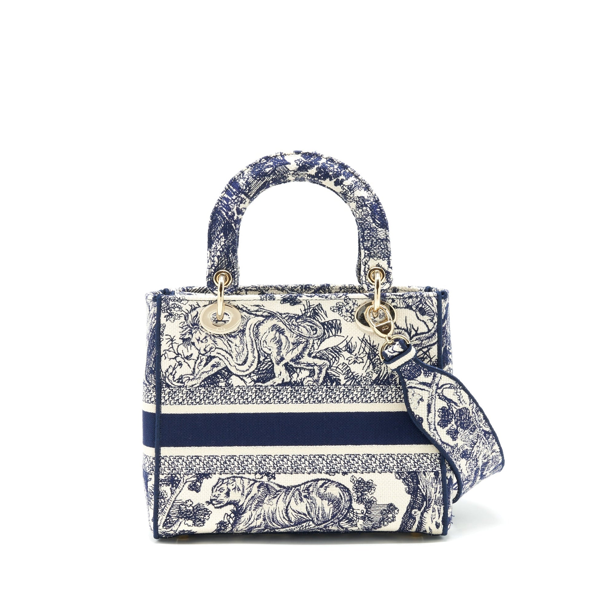 Dior Lady D Lite Purse Navy Handbag Medium Travel Bag