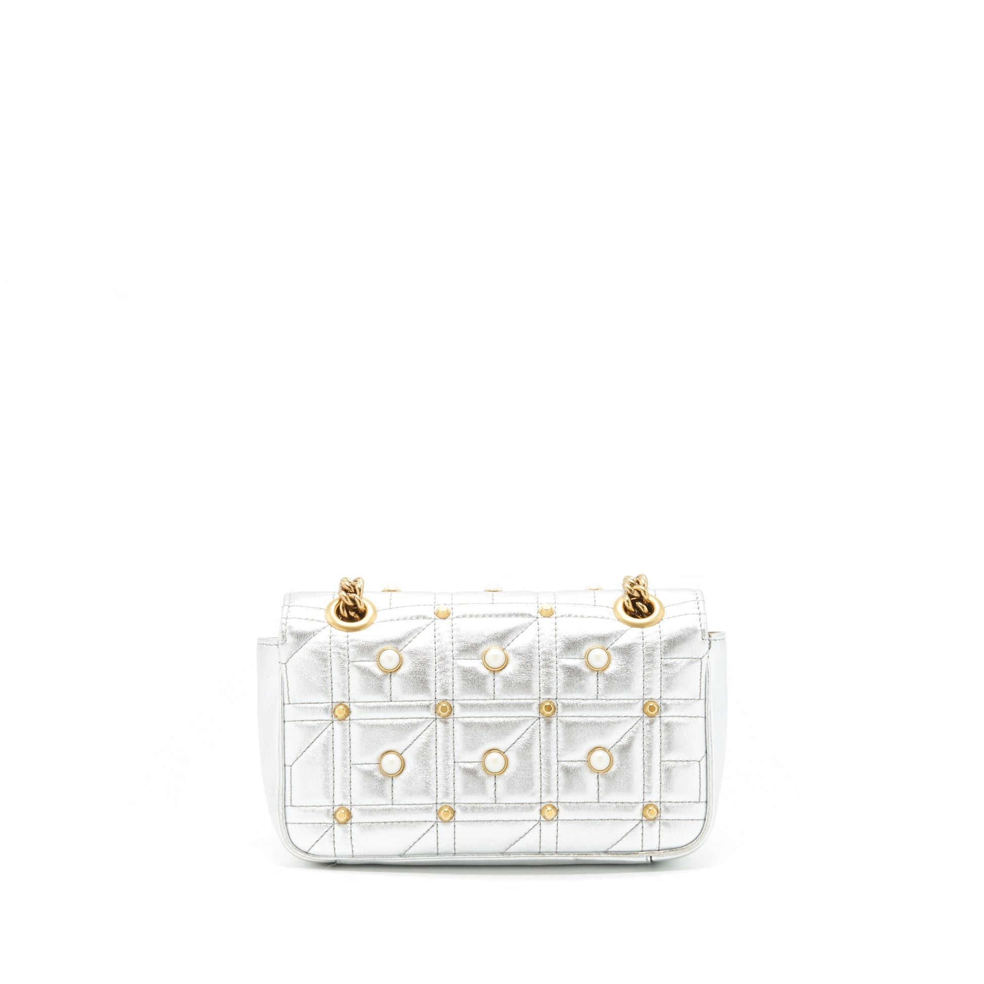 Gucci Marmont Flap Bag Limited Edition With Pearl Gold Silver Travel Bag