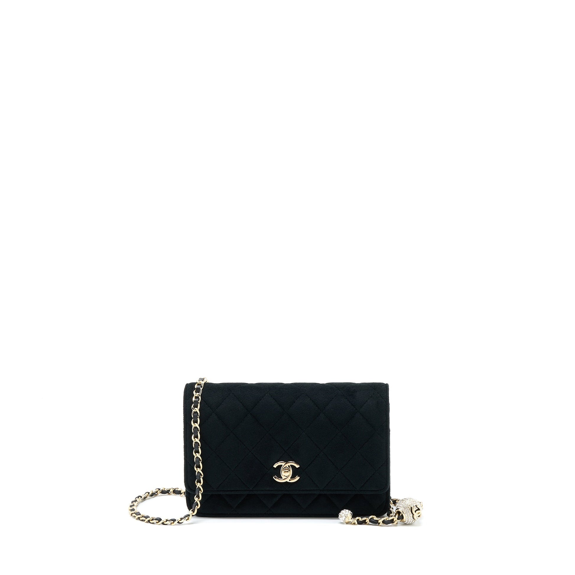 Chanel Velvet Pearl Crush On LGHW Black Wallet Case