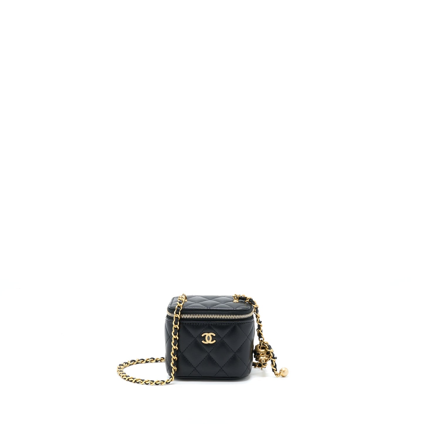 Chanel 22S Pearl Crush Vanity Lambskin GHW Black Mini Bag