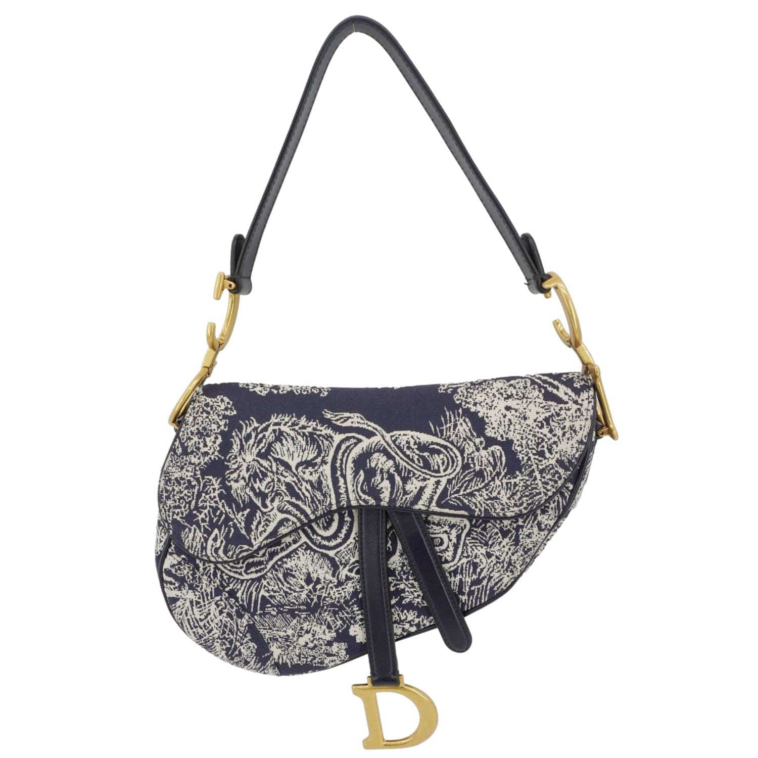 Dior Saddle Reverse Embroidered Toile Hobo Bag Blue Travel Bag