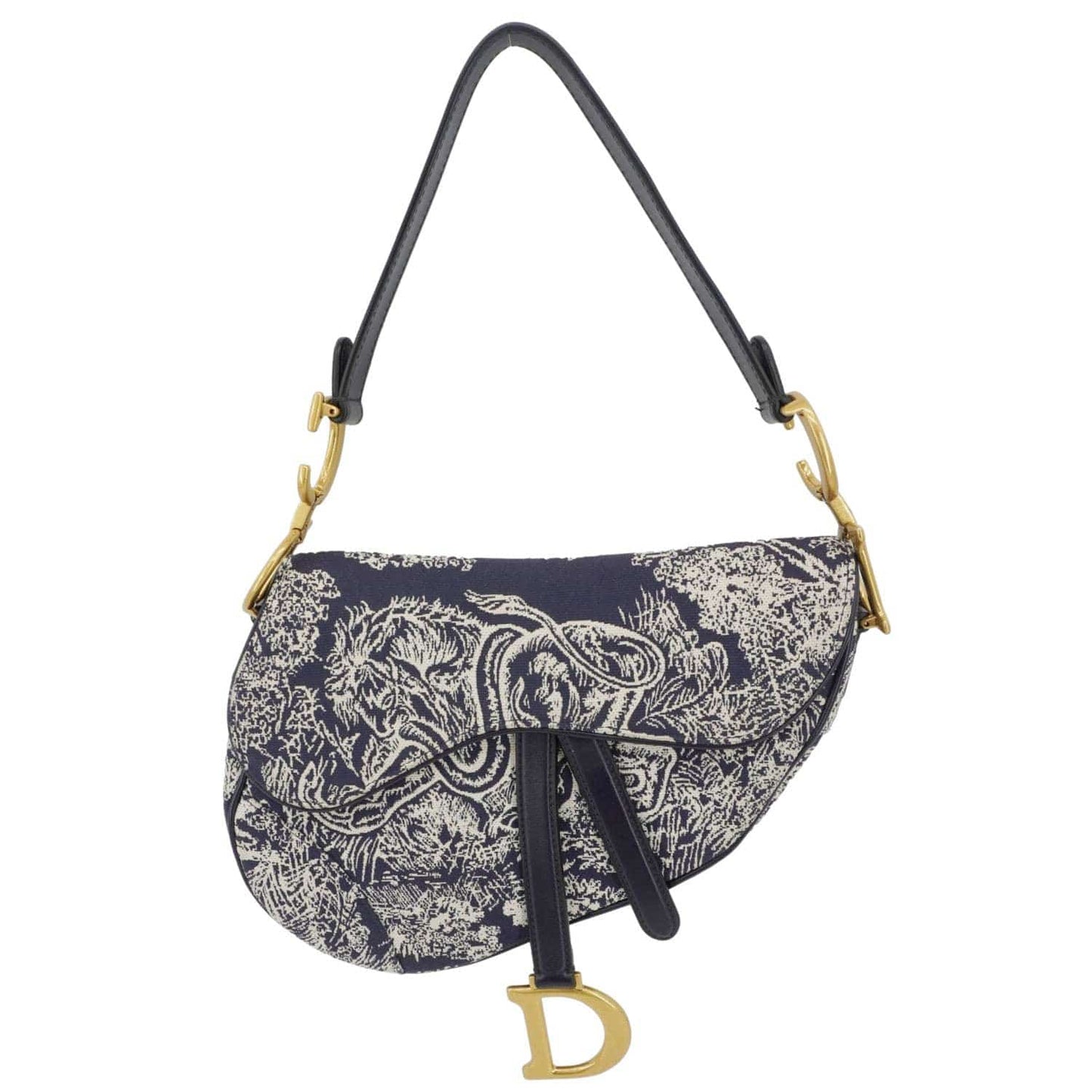 Dior Saddle Reverse Toile Hobo Bag Blue Embroidered Crossbody Bag