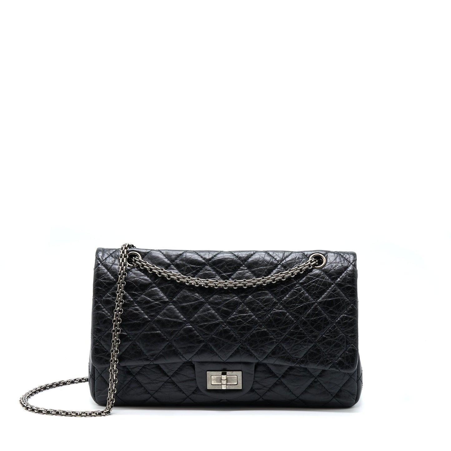 Chanel 2.55 227 Reissue Calfskin Ruthenium Hardware Black Handbag Ruthenium Hardware