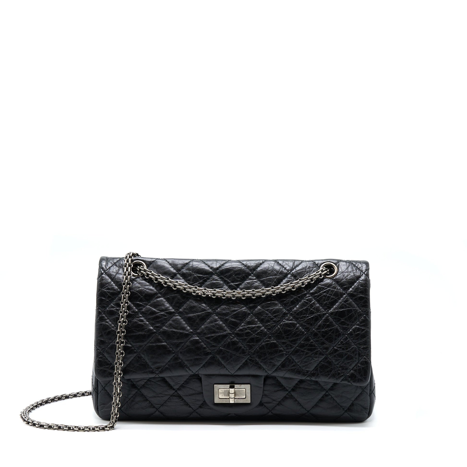 Chanel 2.55 227 Reissue Calfskin Ruthenium Hardware Black Handbag Ruthenium Hardware