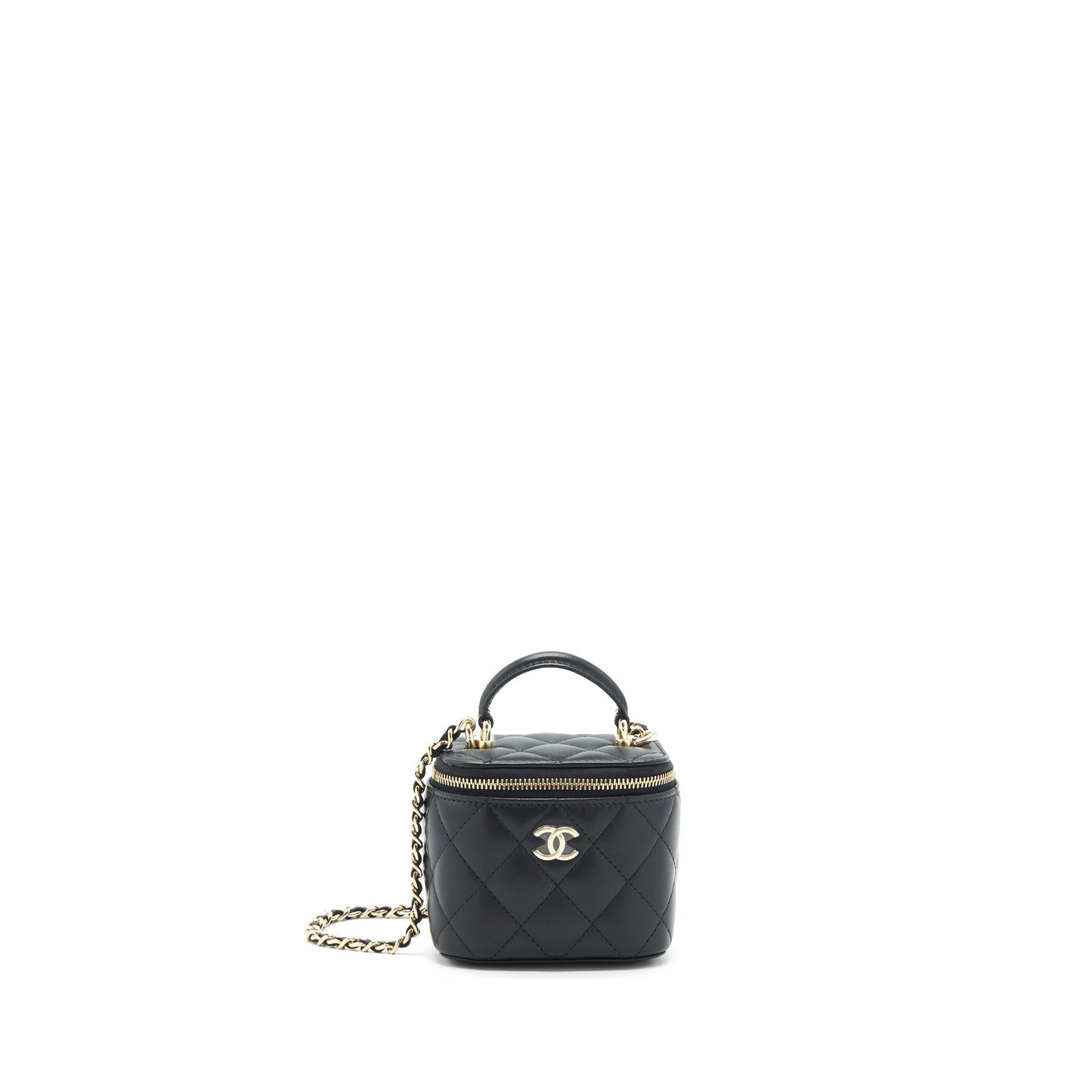Chanel 22P Top Handle Vanity Inside Lambskin Black Mini Bag