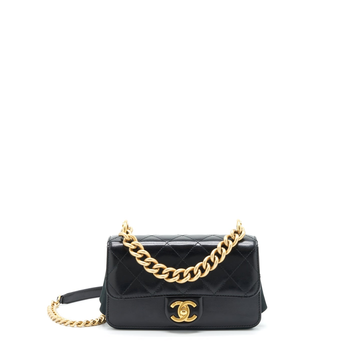 Chanel Seasonal Paris Cosmopolite Strait Lined Flap Black Shoulder Bag