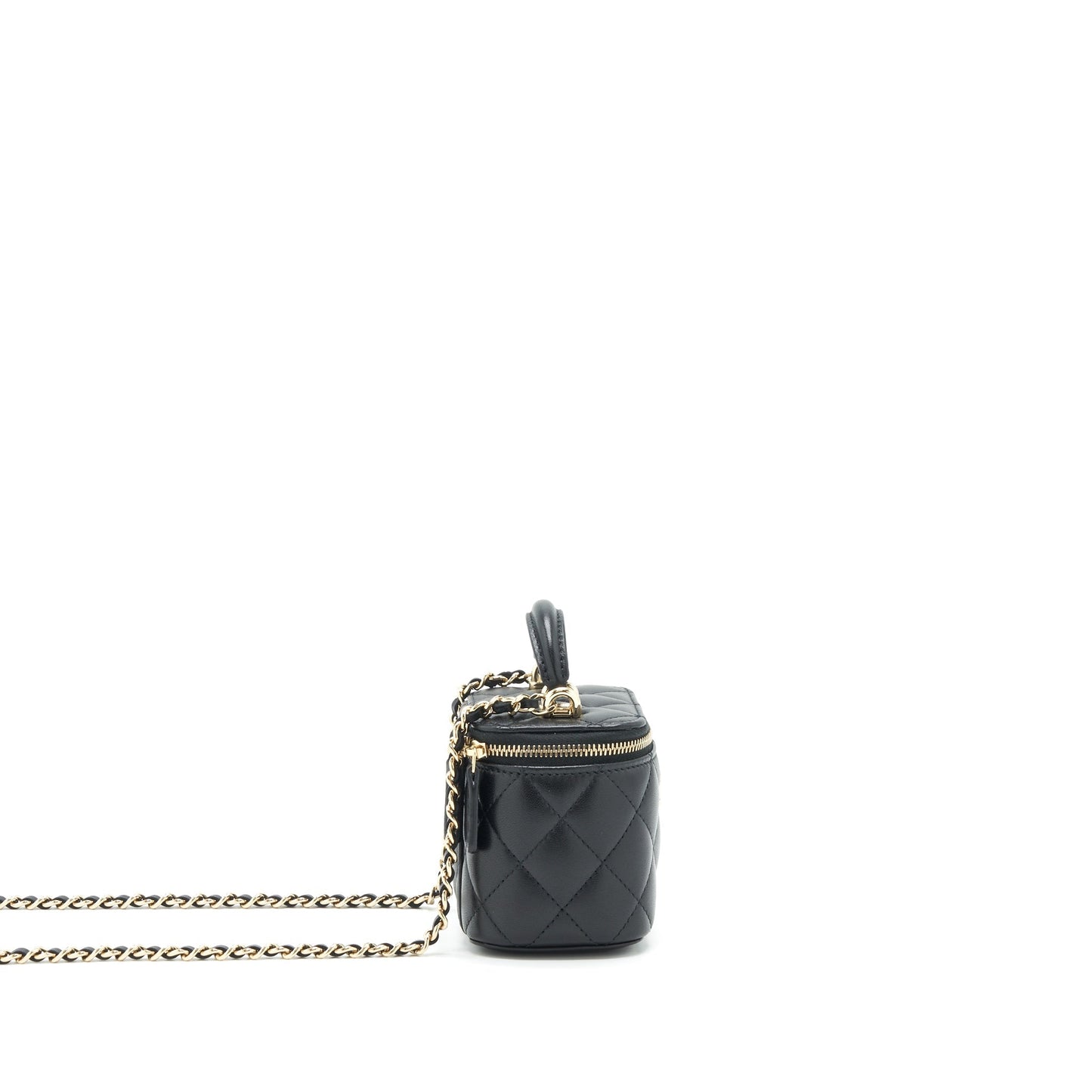 Chanel 22P Top Handle Vanity Inside Lambskin Black Mini Bag