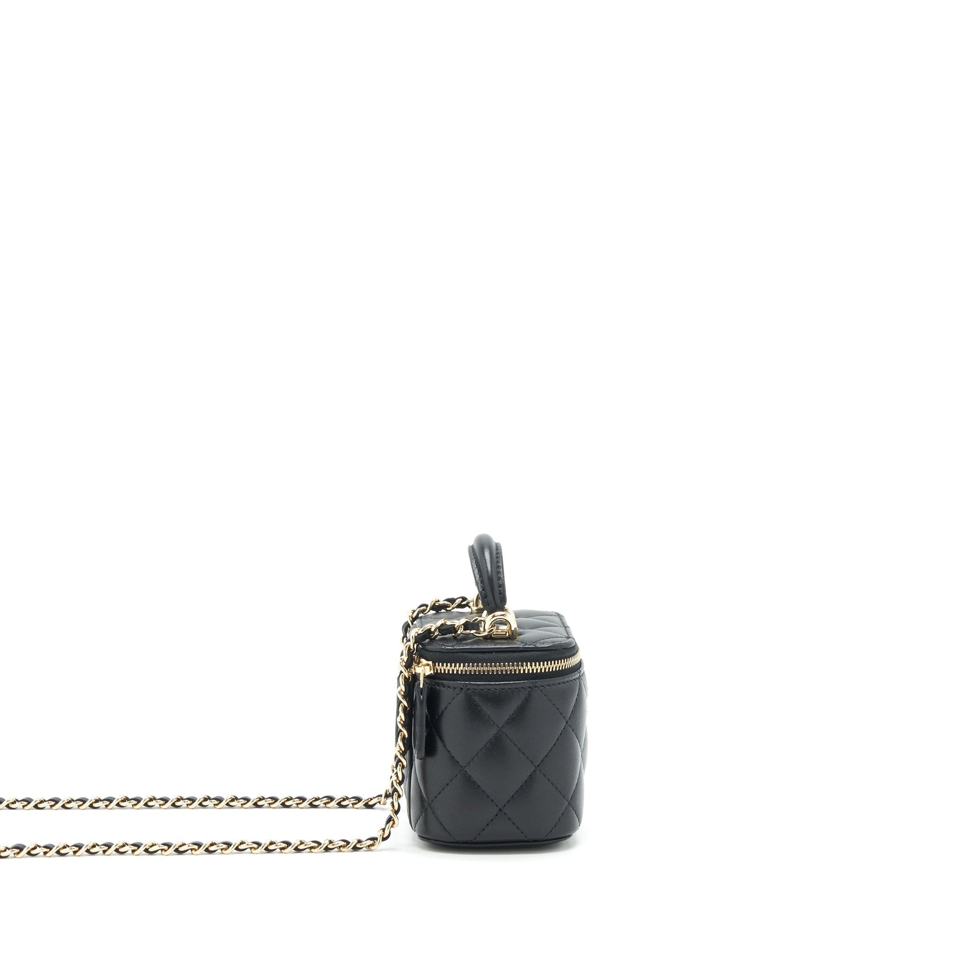 Chanel 22P Top Handle Vanity Inside Lambskin Black Mini Bag
