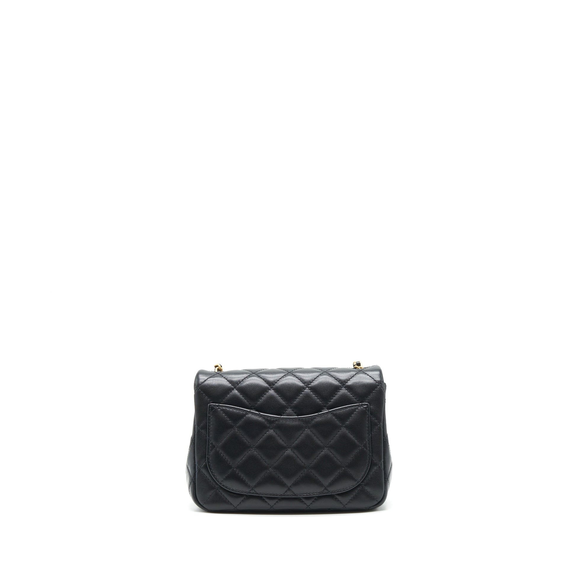 Chanel Square Pearl Crush Lambskin GHW Black Mini Bag