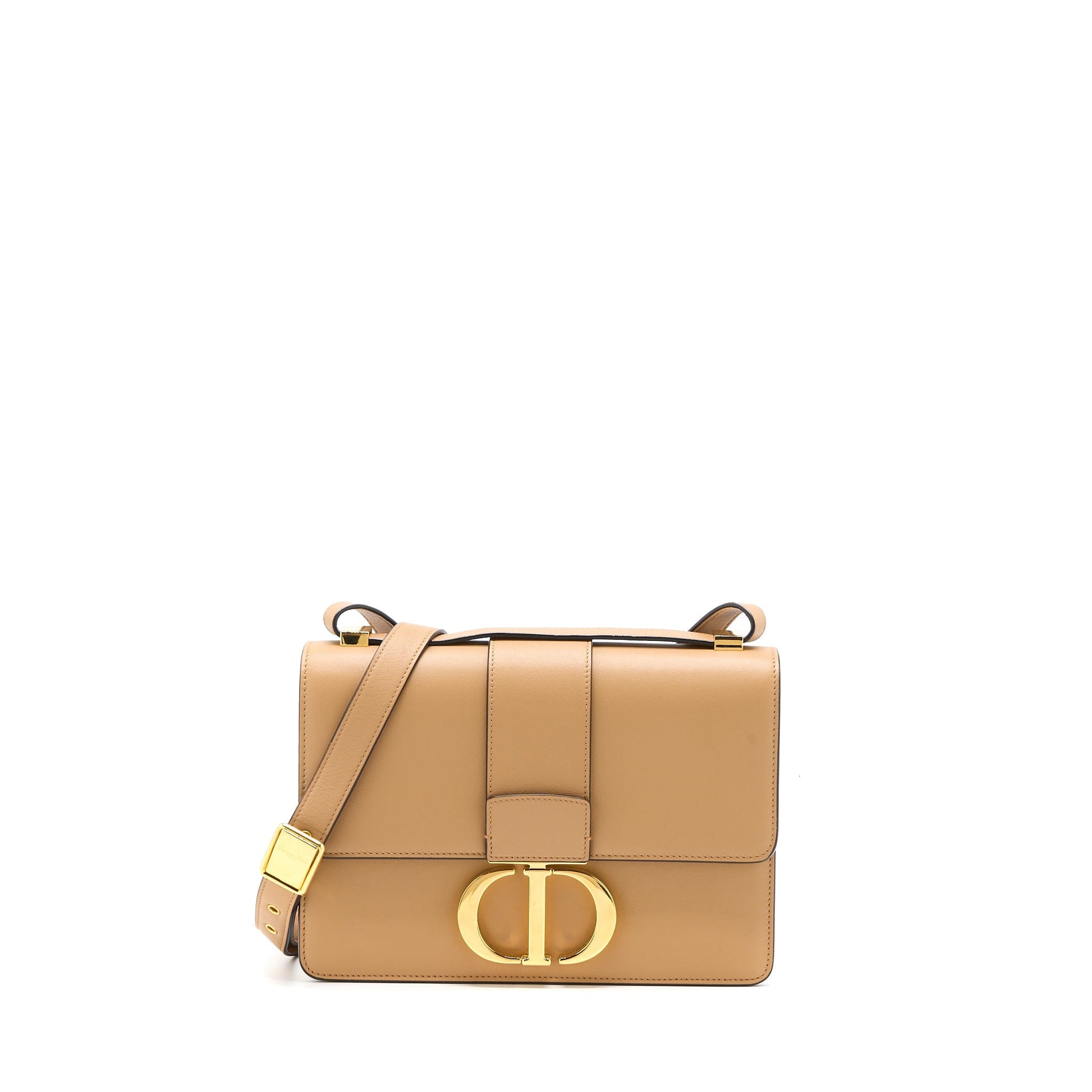 Dior Montaigne Purse Calfskin Dark Handbag Beige Medium Travel Bag