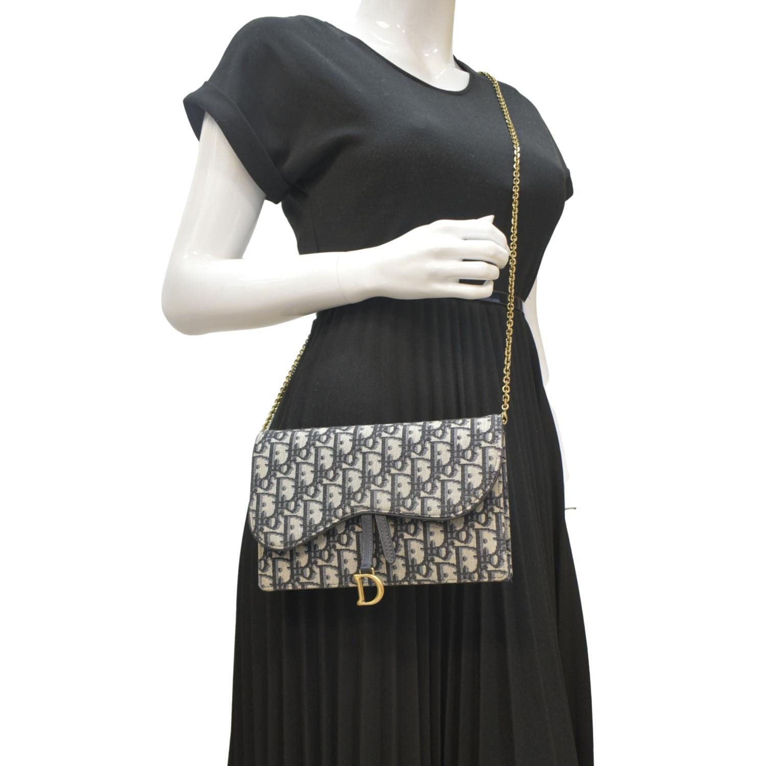 Dior Saddle Oblique Jacquard Pouch Crossbody Bag Navy Blue