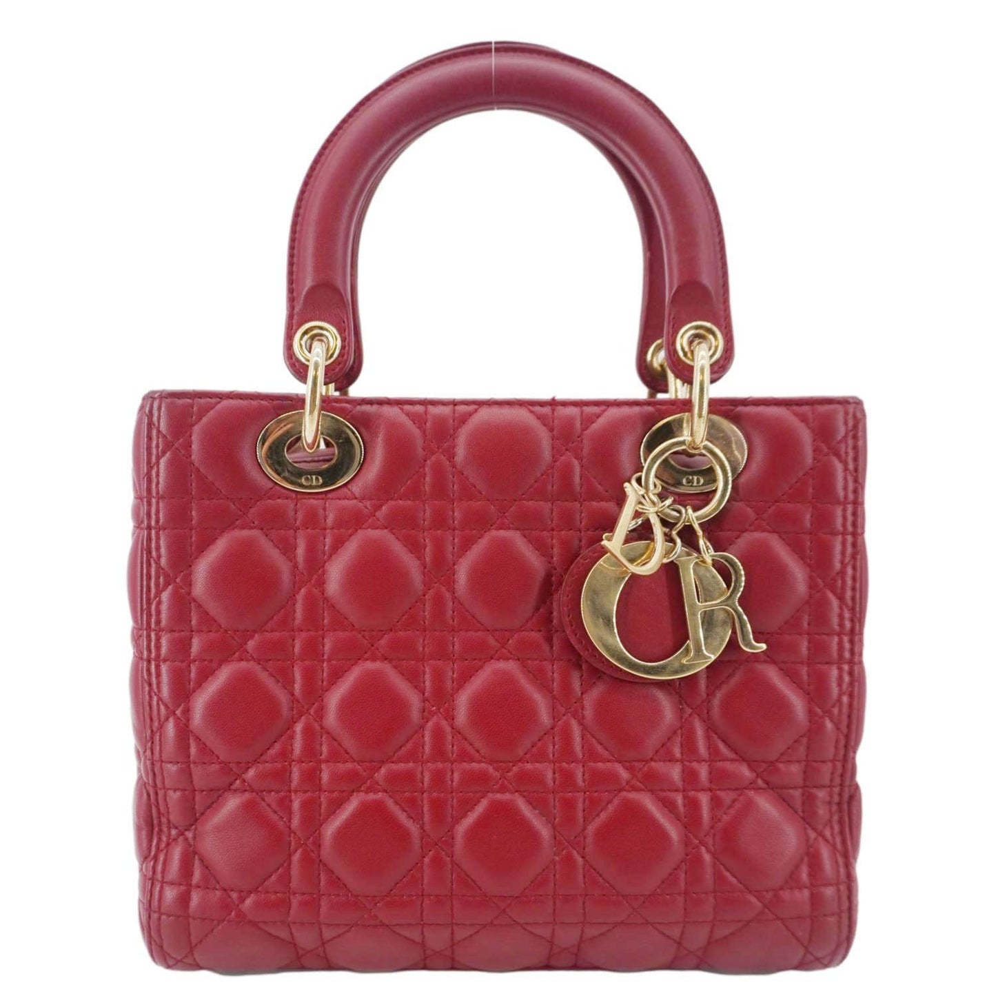 Dior Lady Cannage Crossbody Bag Leather Red