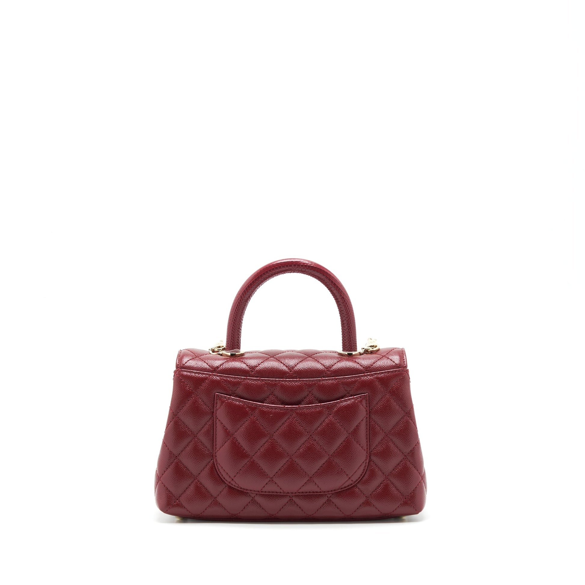 Chanel 21A Coco Handle Caviar NC635 Burgundy Small Handbag