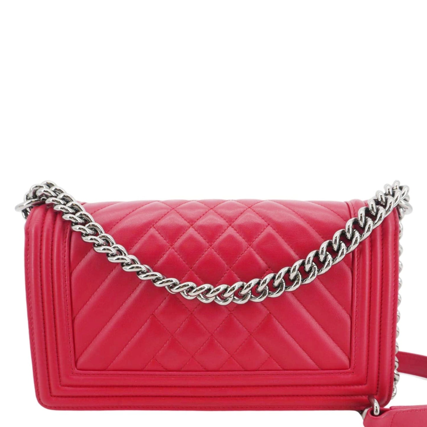Chanel Boy Mixed Chevron Flap Quilted Lambskin Red Travel Bag
