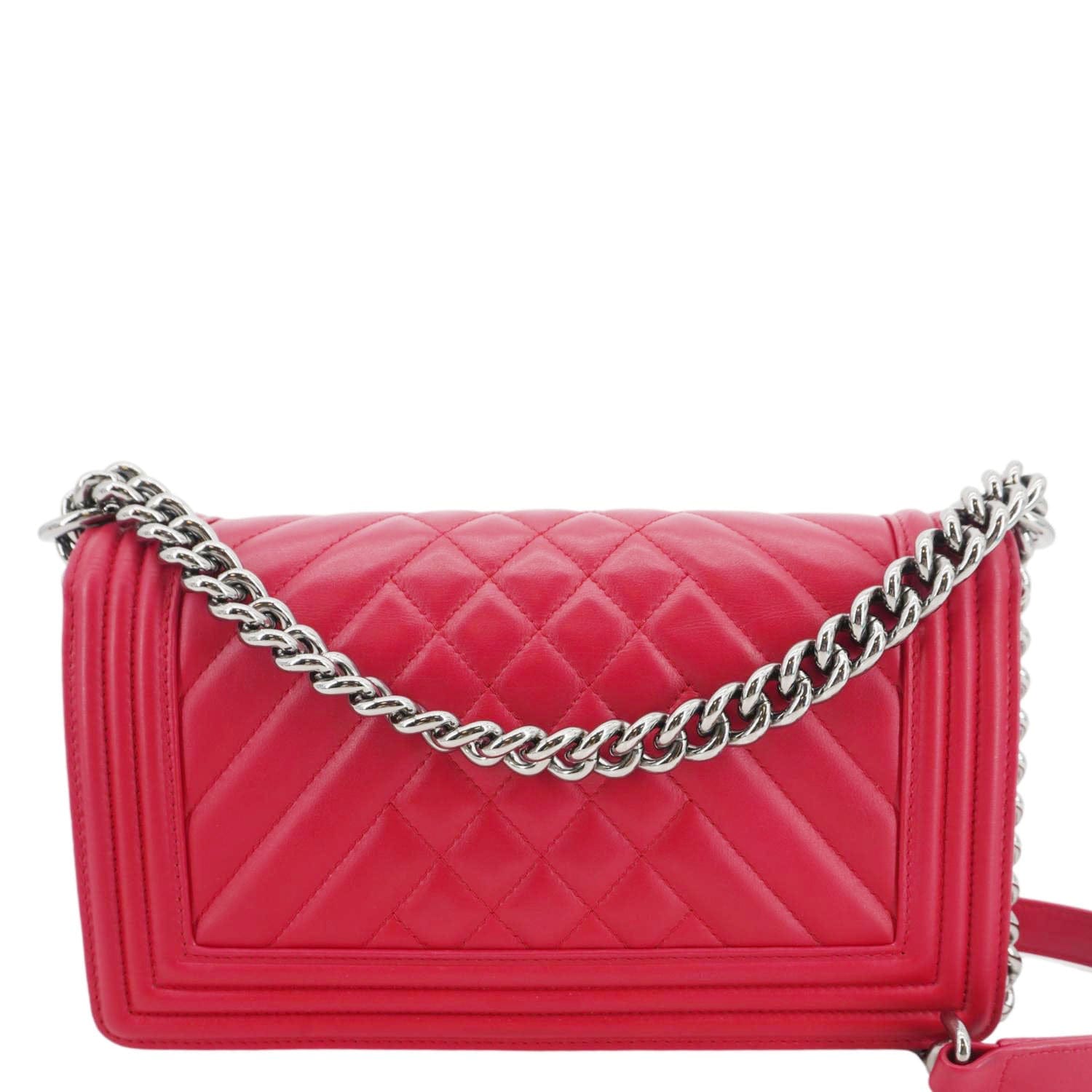 Chanel Boy Mixed Chevron Flap Quilted Lambskin Red Travel Bag