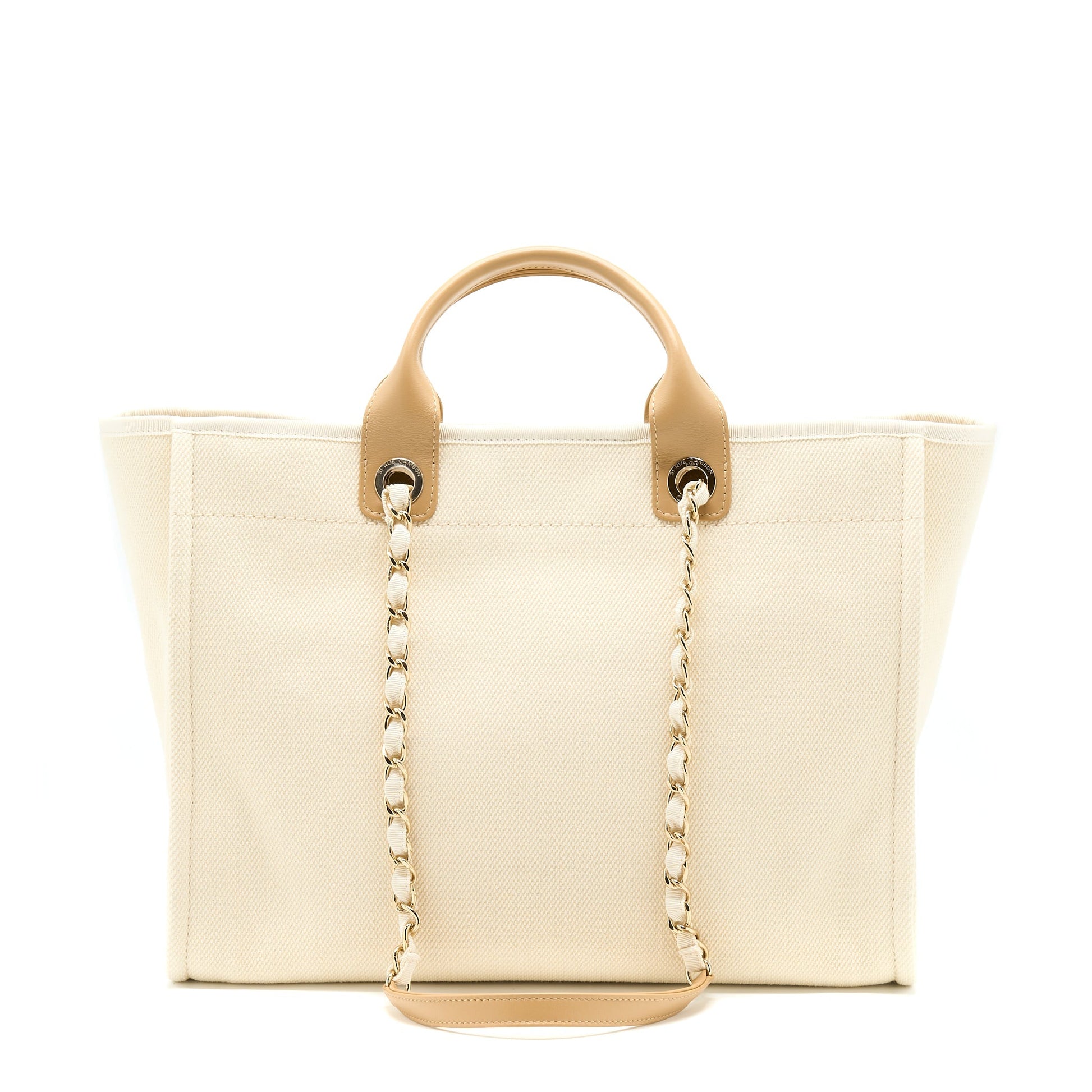 Chanel Deauville Pearl GHW Canvas Tote Bag