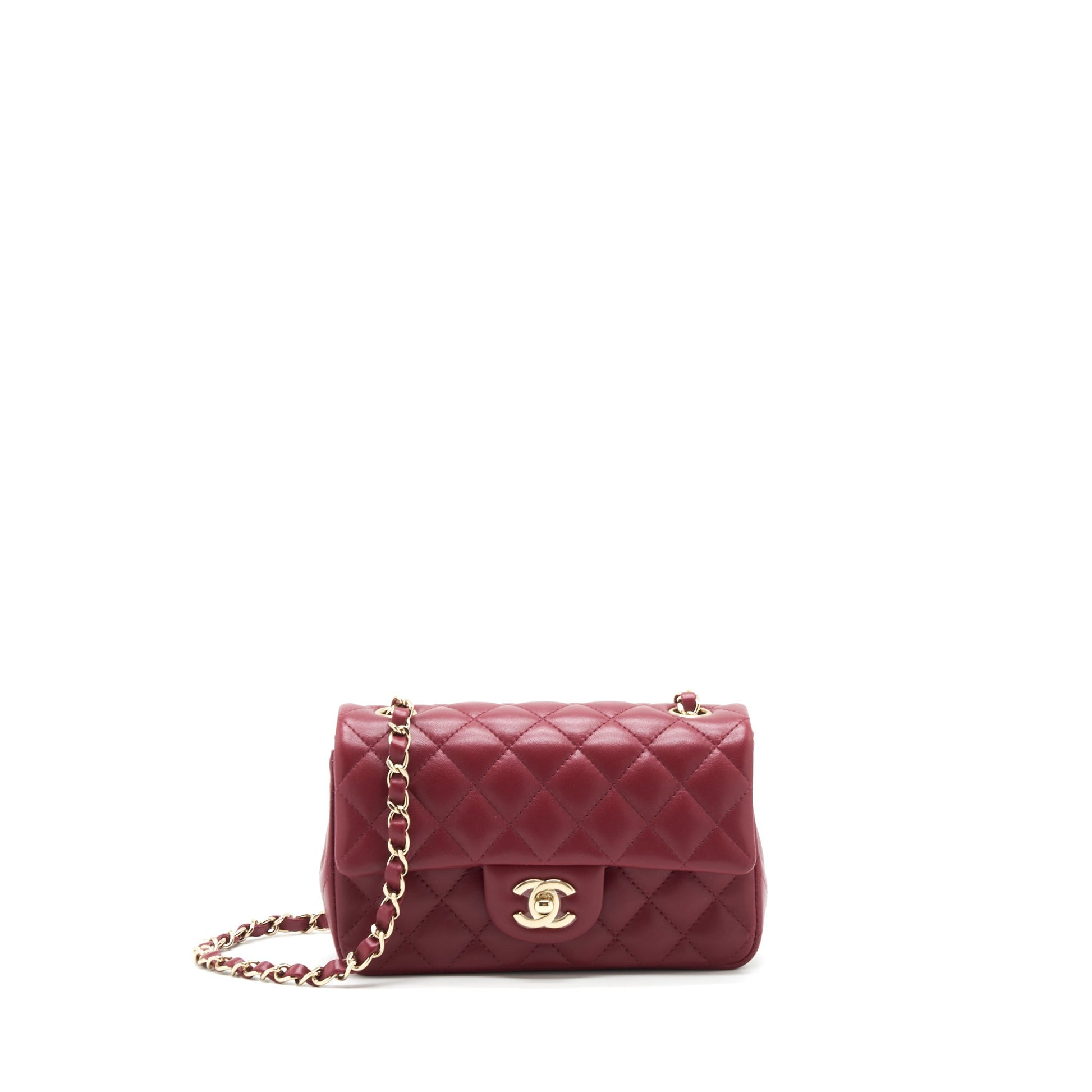 Chanel 22C rectangular flap lambskin dark LGHW Red Small Shoulder Bag