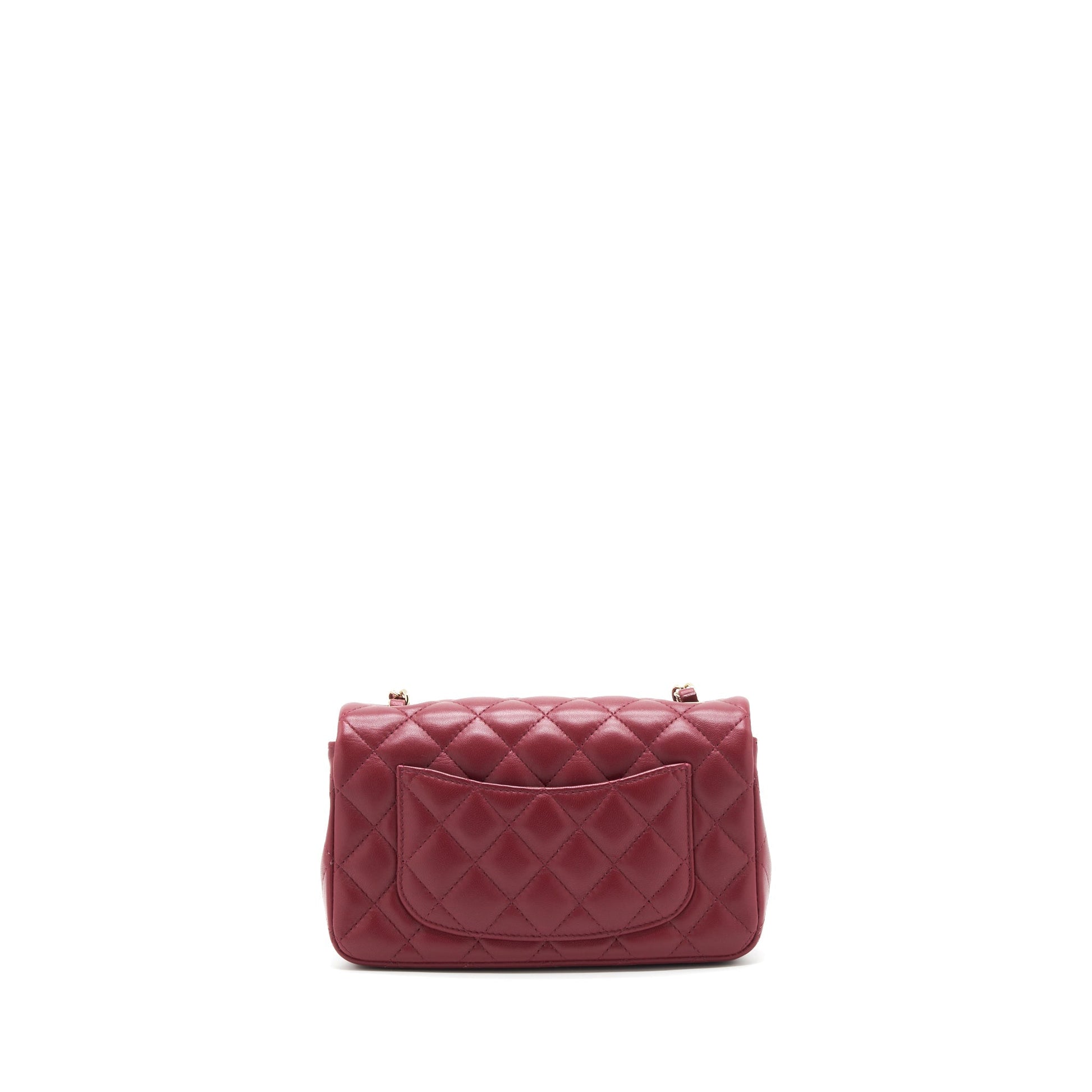 Chanel 22C rectangular flap lambskin dark LGHW Red Small Shoulder Bag