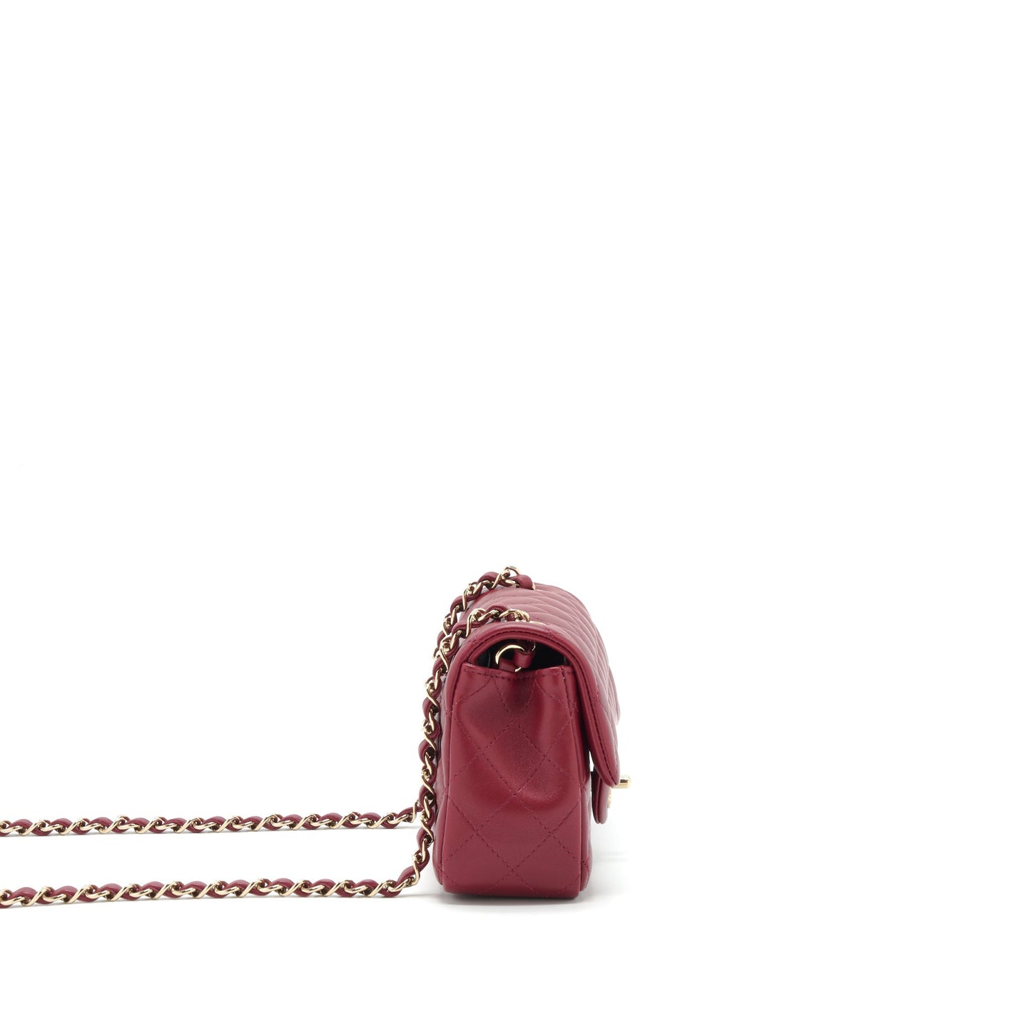 Chanel 22C rectangular flap lambskin dark LGHW Red Small Shoulder Bag