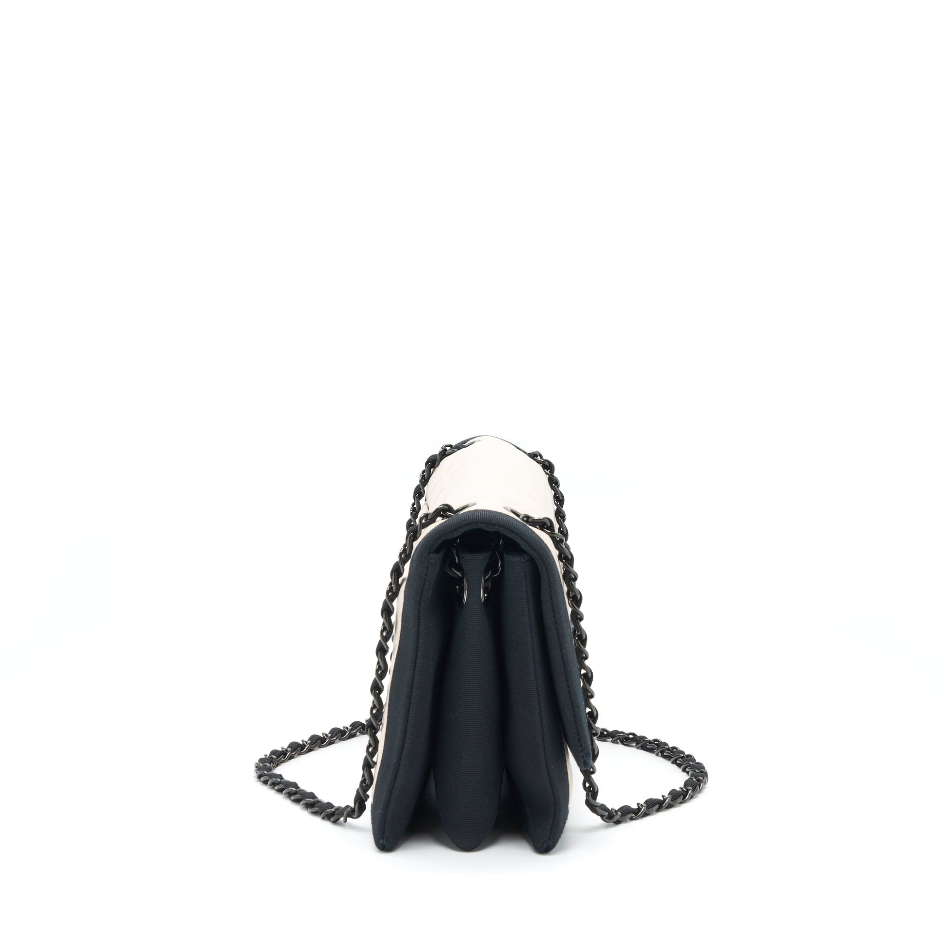 Chanel Seasonal Flap Lambskin Light Hardware Black Beige Shoulder Bag