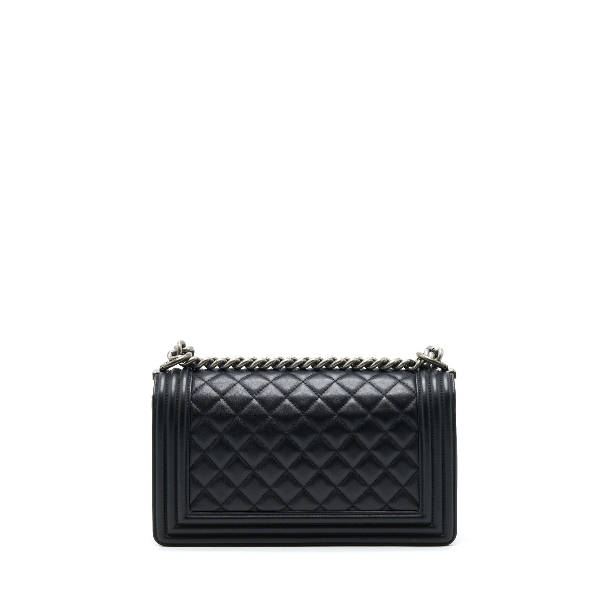 Chanel Boy Calfskin Ruthenium Hardware Black Handbag