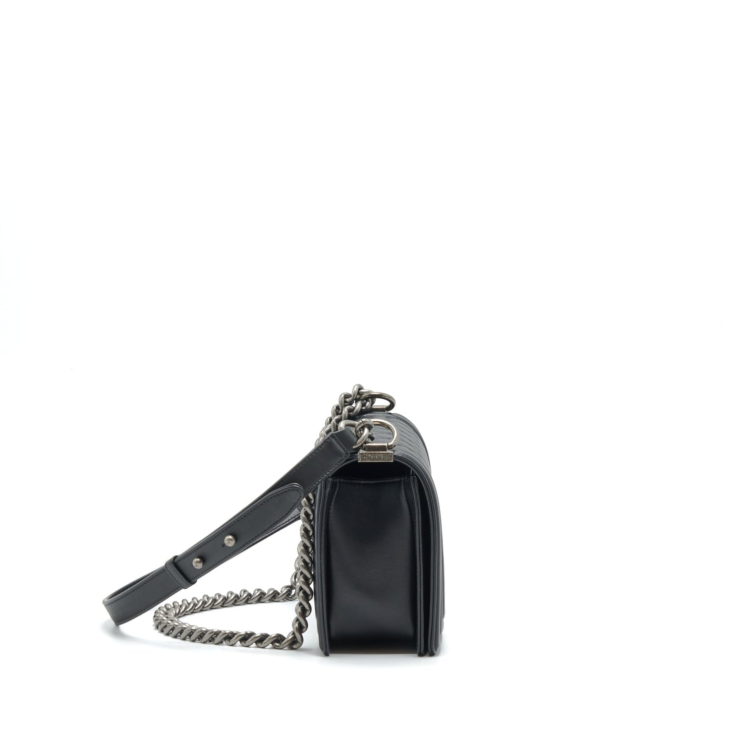 Chanel Boy Calfskin Ruthenium Hardware Black Handbag